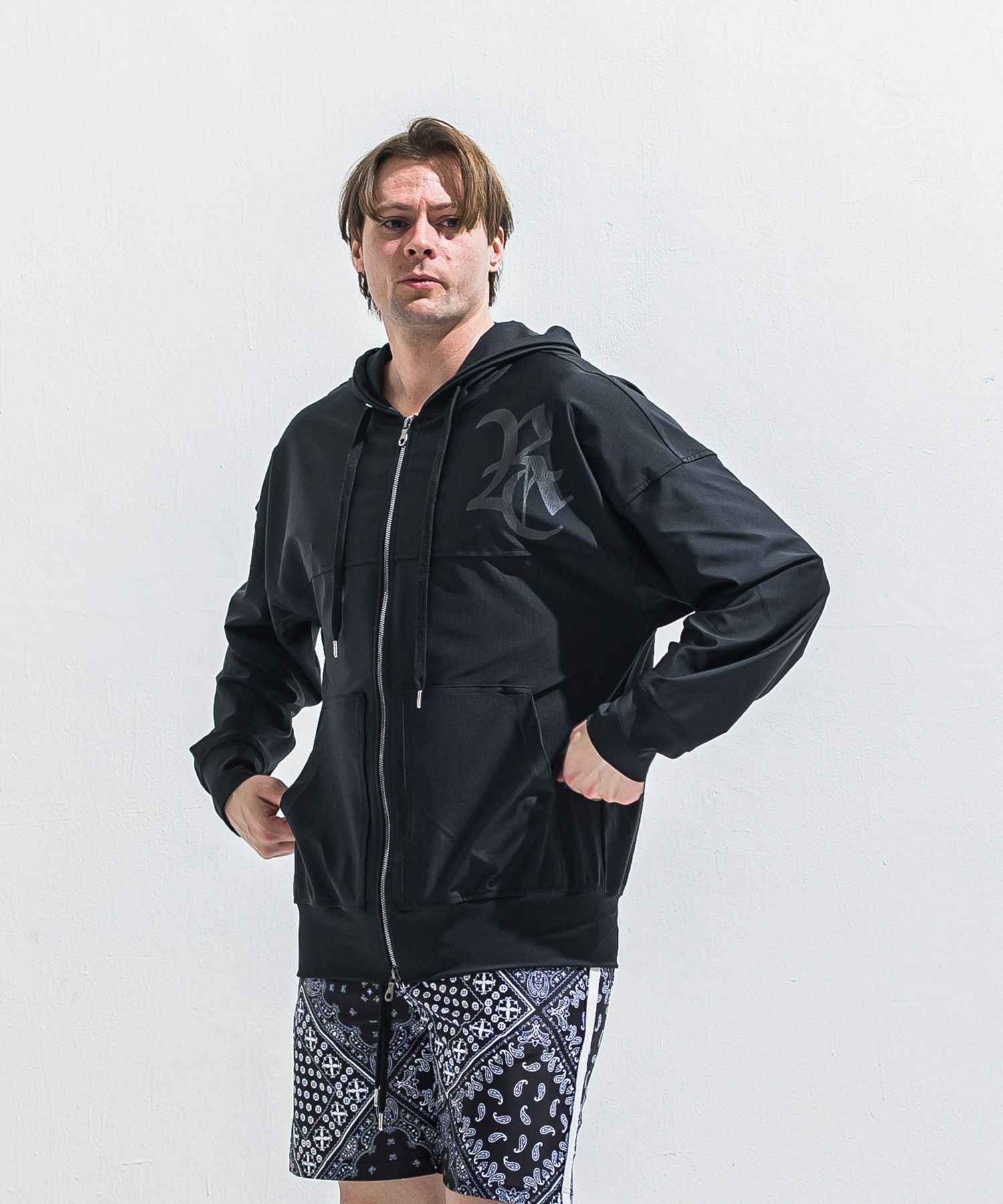 RUSH OVER ZIPUP HOODIE / RC40-C-001 / ラッシュガードパーカー / ブラック (5月下旬入荷予定)