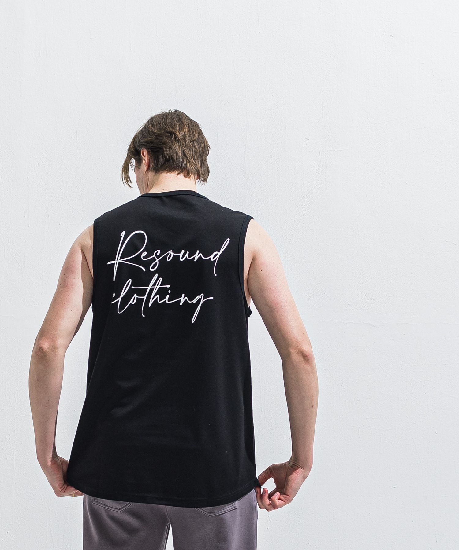 OVER NO SLEEVE / RC40-T-010 / バックロゴメッシュノースリーブ / ブラック (6月上旬入荷予定)