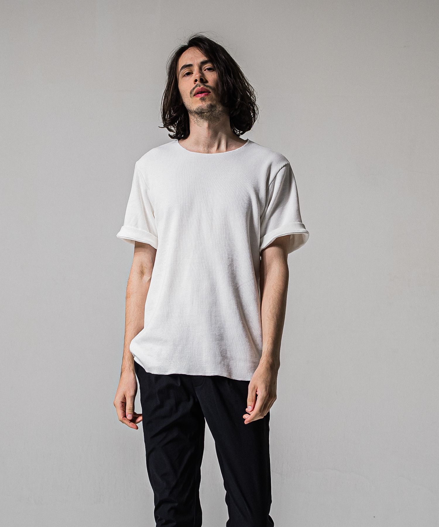 CUT OFF THERMAL TEE / RC39-T-003 / サーマルロールアップTシャツ / ホワイト (3月中旬入荷予定)