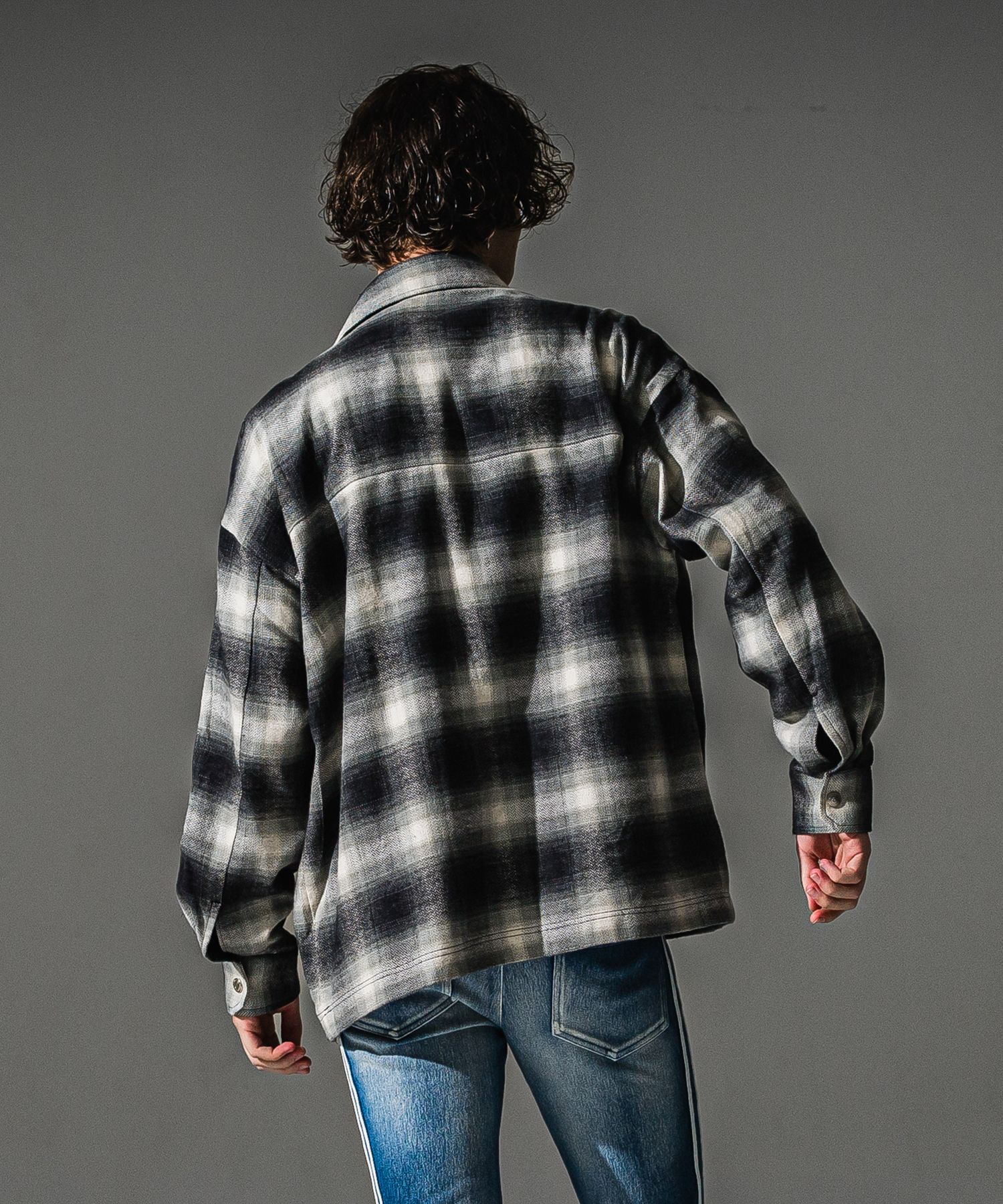 FLANNEL CHECK JK / RC41-JK-006 / フランネルチェックCPOジャケット / ブラック (8月下旬入荷予定)