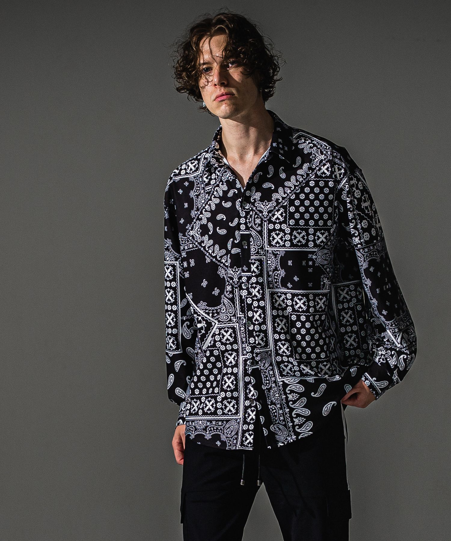 BANDANA JACK SHIRTS / RC41-SH-002 / オーバーサイズペイズリーシャツ / ブラックバンダナ (8月下旬入荷予定)