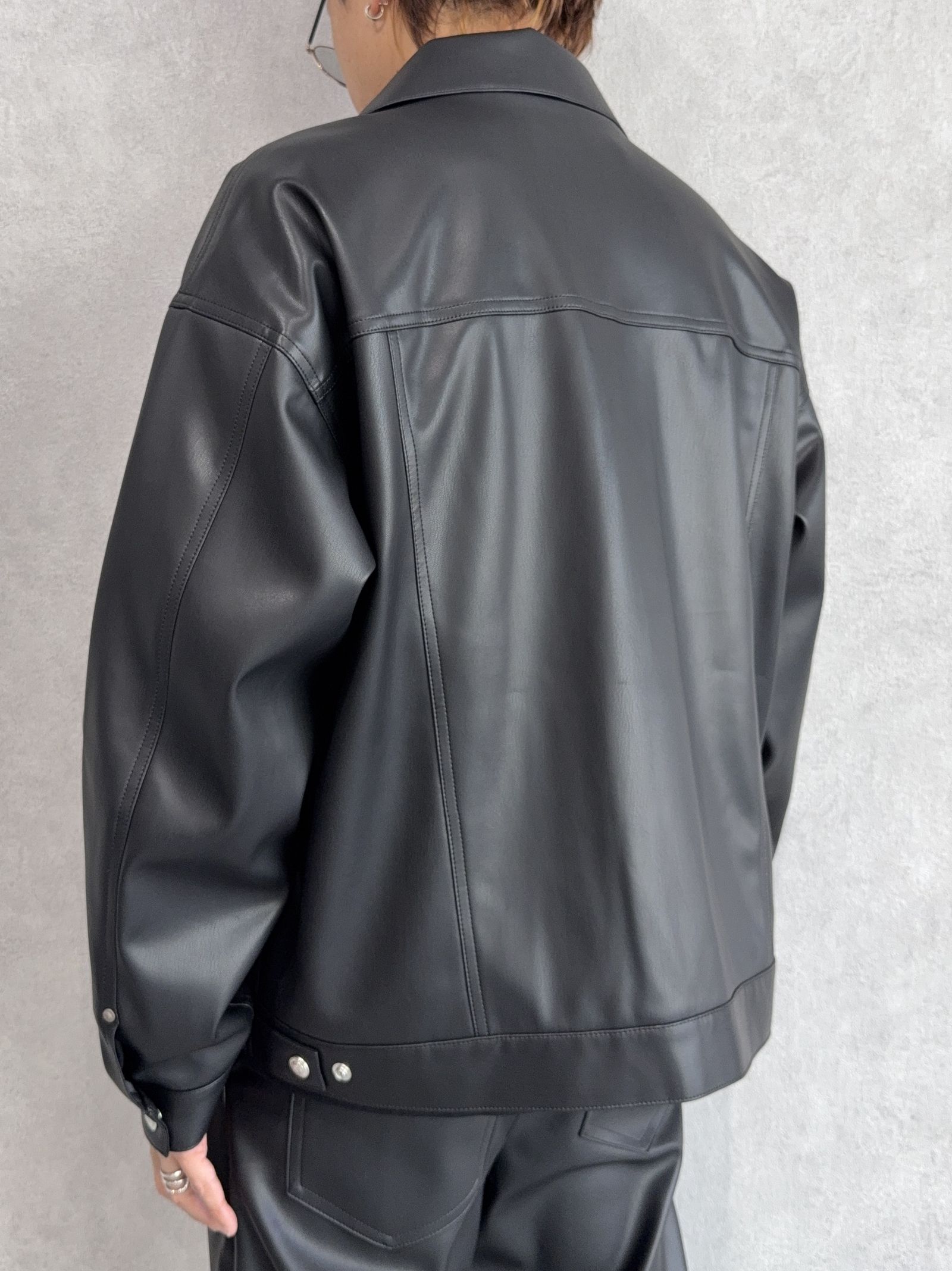 LEATHER OVER 3RD G / RC37-JK-006 / エコレザー3RD型Gジャン / ブラック