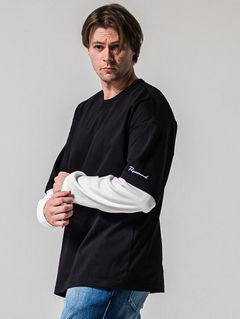 FAKE LAYERED WAFFLE LONG SLEEVE / RC39-T-007 / サーマルレイヤードロングスリーブTシャツ / ブラック×ホワイト (1月下旬入荷予定)