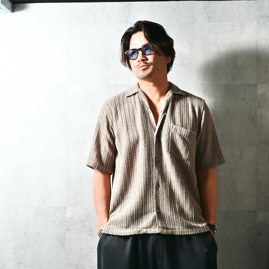 RUSSEL SHIRTS / DP1-SH-004 / ラッセル織り半袖シャツ / ブラウン (3月中旬入荷予定)