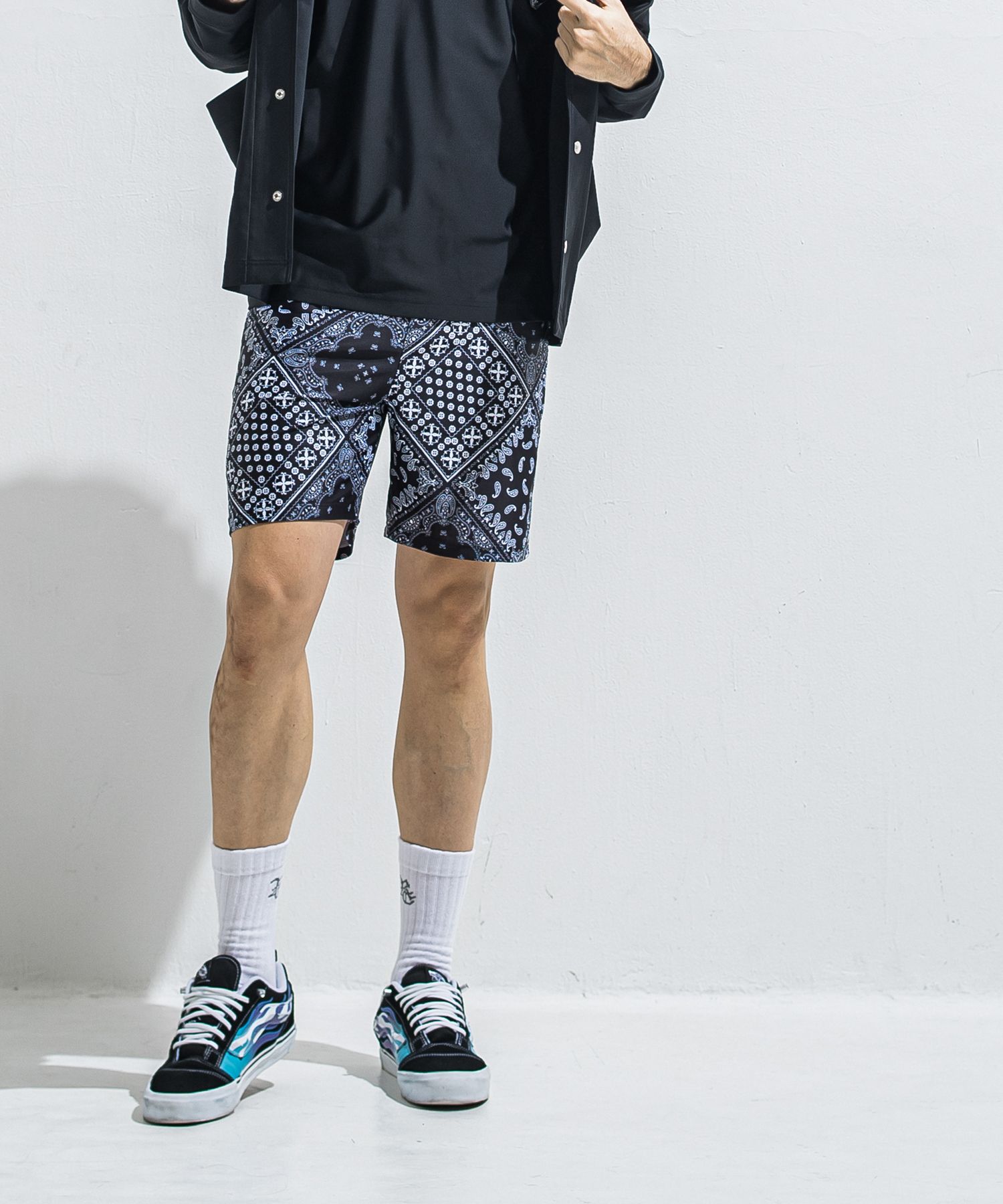 RUSH SHORTS / RC40-HP-002 / ラッシュガードショーツ / バンダナブラック (5月下旬入荷予定)