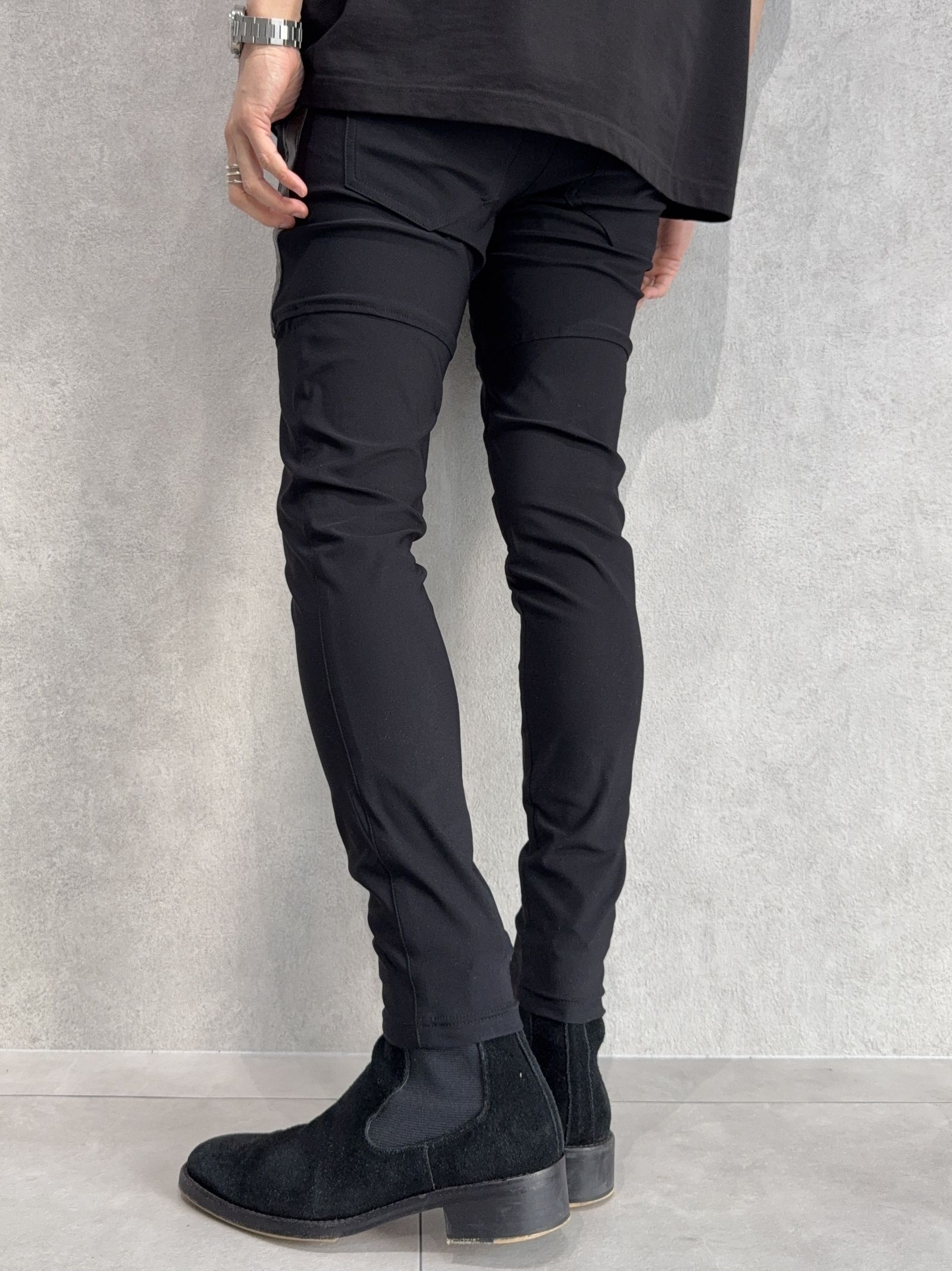TYLER NYLON PANTS / RC40-ST-026 / レザーラインナイロンパンツ / ブラック