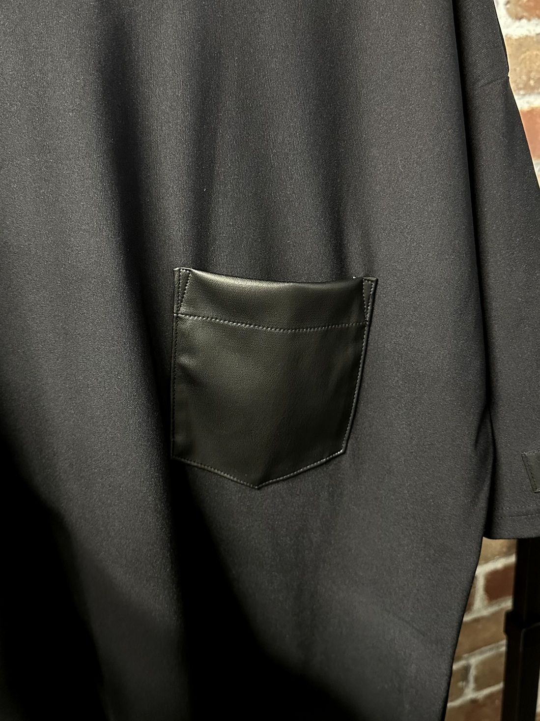 LEATHER POCKET OVER NYLON T / RC35-T-005 / レザーポケットナイロンビッグTシャツ / ブラック