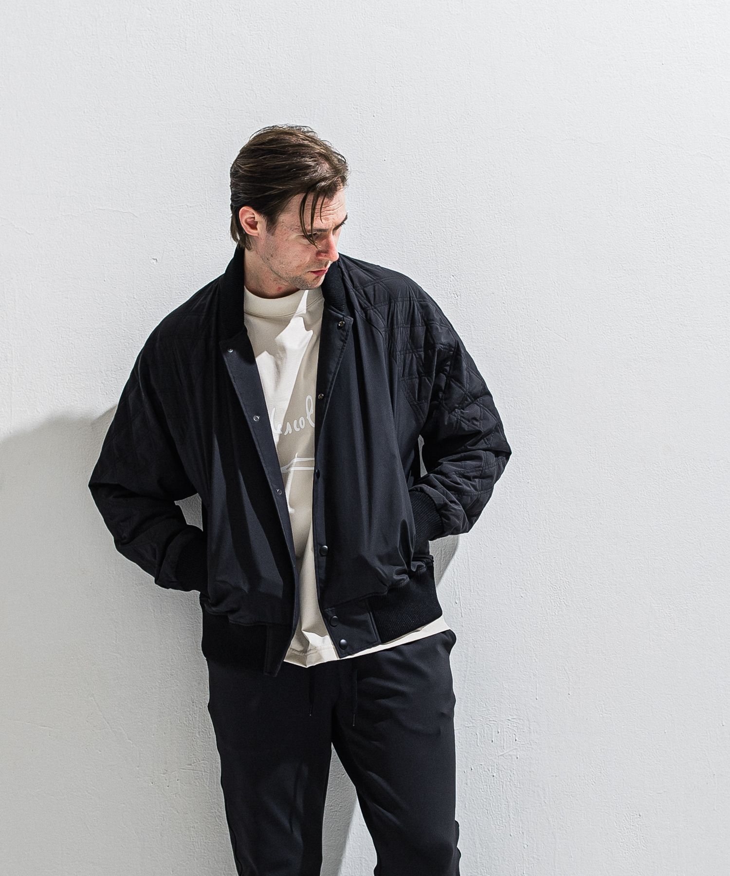 PB VARSITY JACKET / DP1-JK-001 / キルティングナイロンスタジャン / ブラック (2月中旬入荷予定)