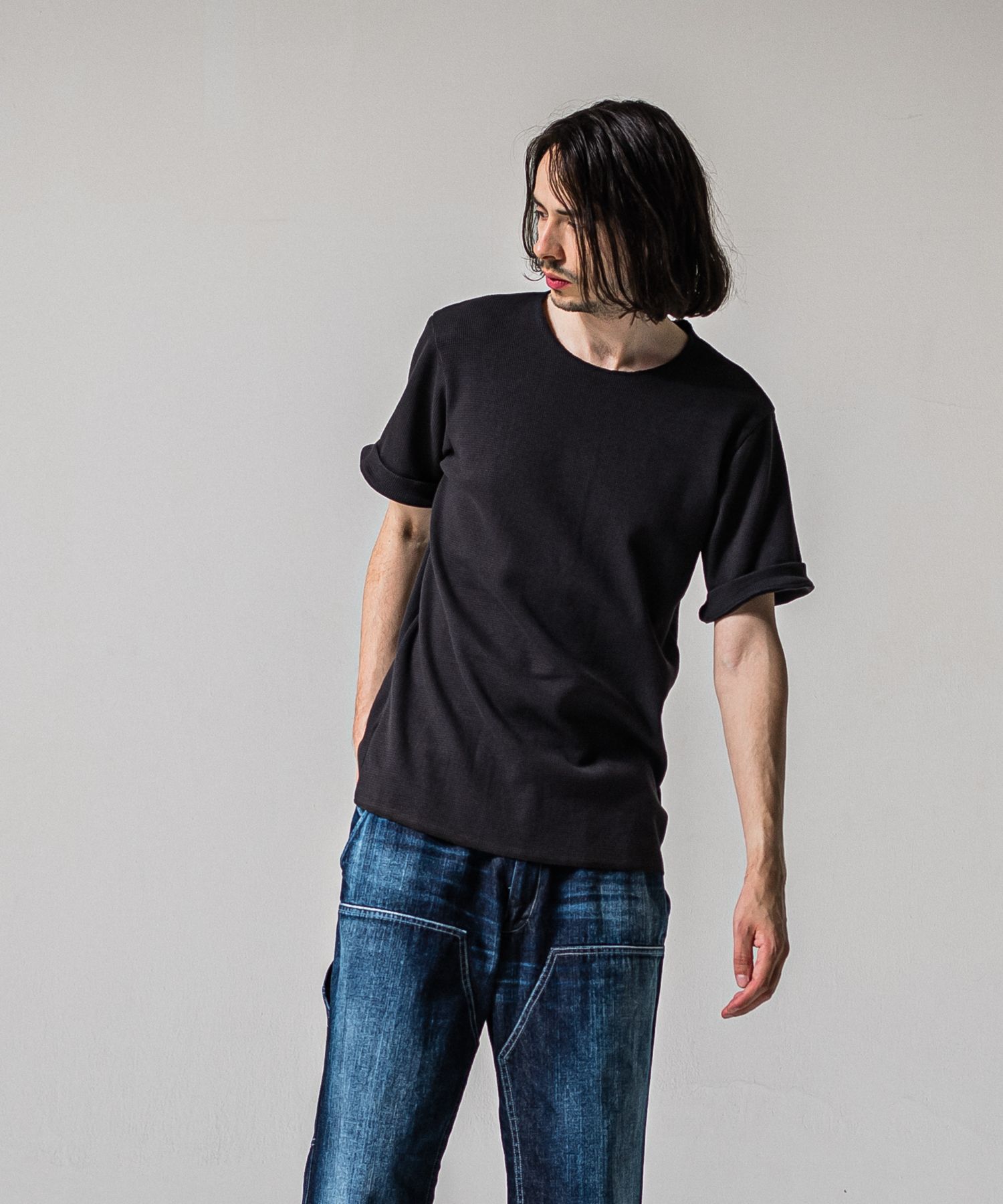 CUT OFF THERMAL TEE / RC39-T-003 / サーマルロールアップTシャツ / チャコール (3月中旬入荷予定)