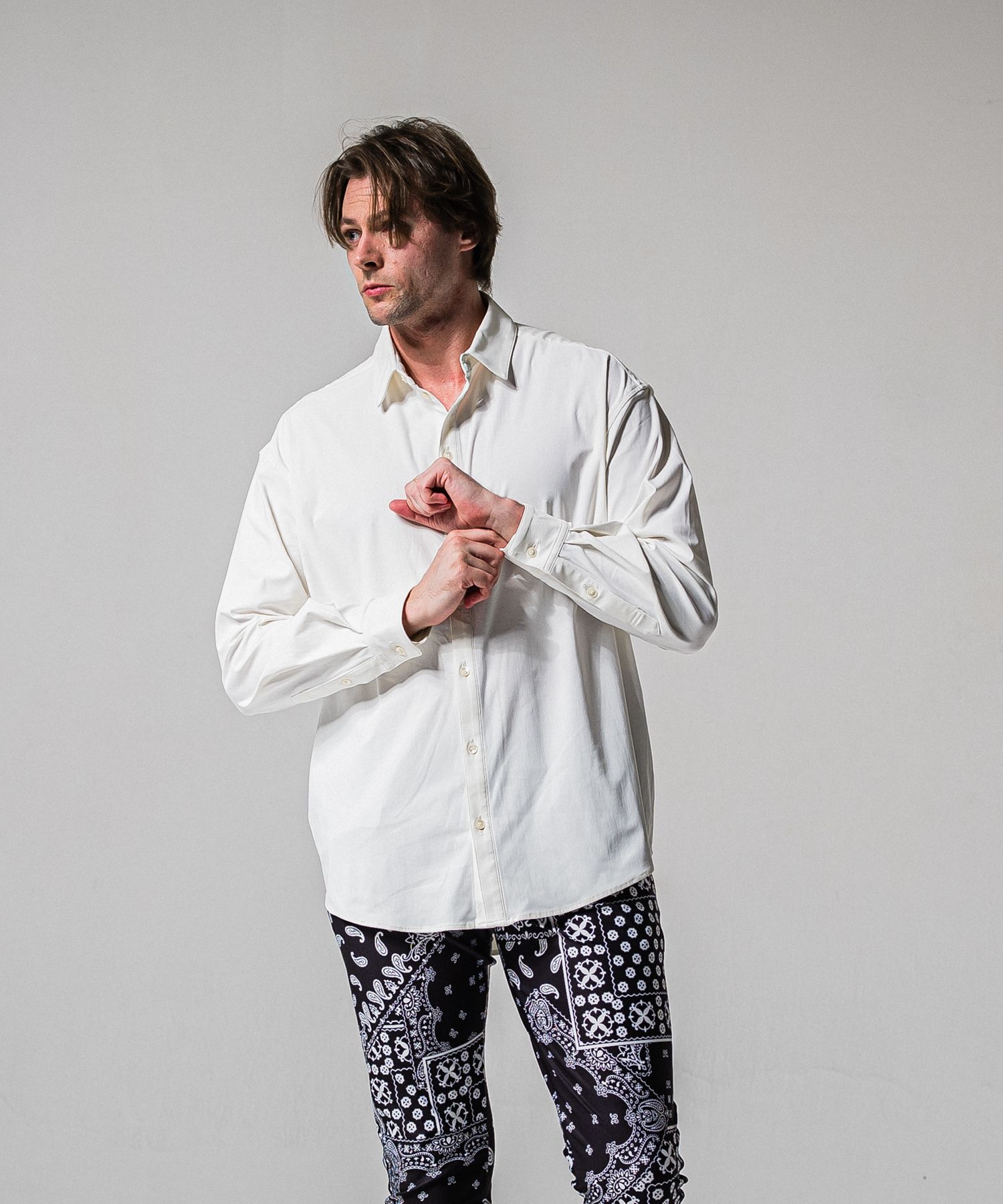 NYLON JACK SHIRTS / RC39-SH-001 / オーバーサイズナイロンシャツ / ホワイト (2月上旬入荷予定)