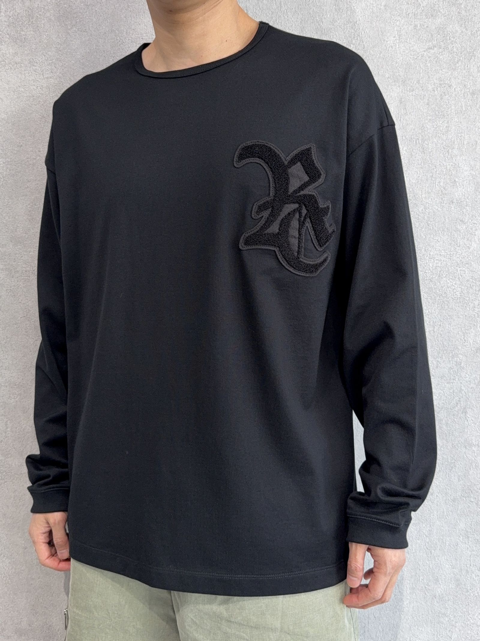 RC OVER LONGSLEEVE TEE / RC41-T-001 / オーバーサイズ長袖RCロゴワッペンTシャツ / ブラック×ブラック