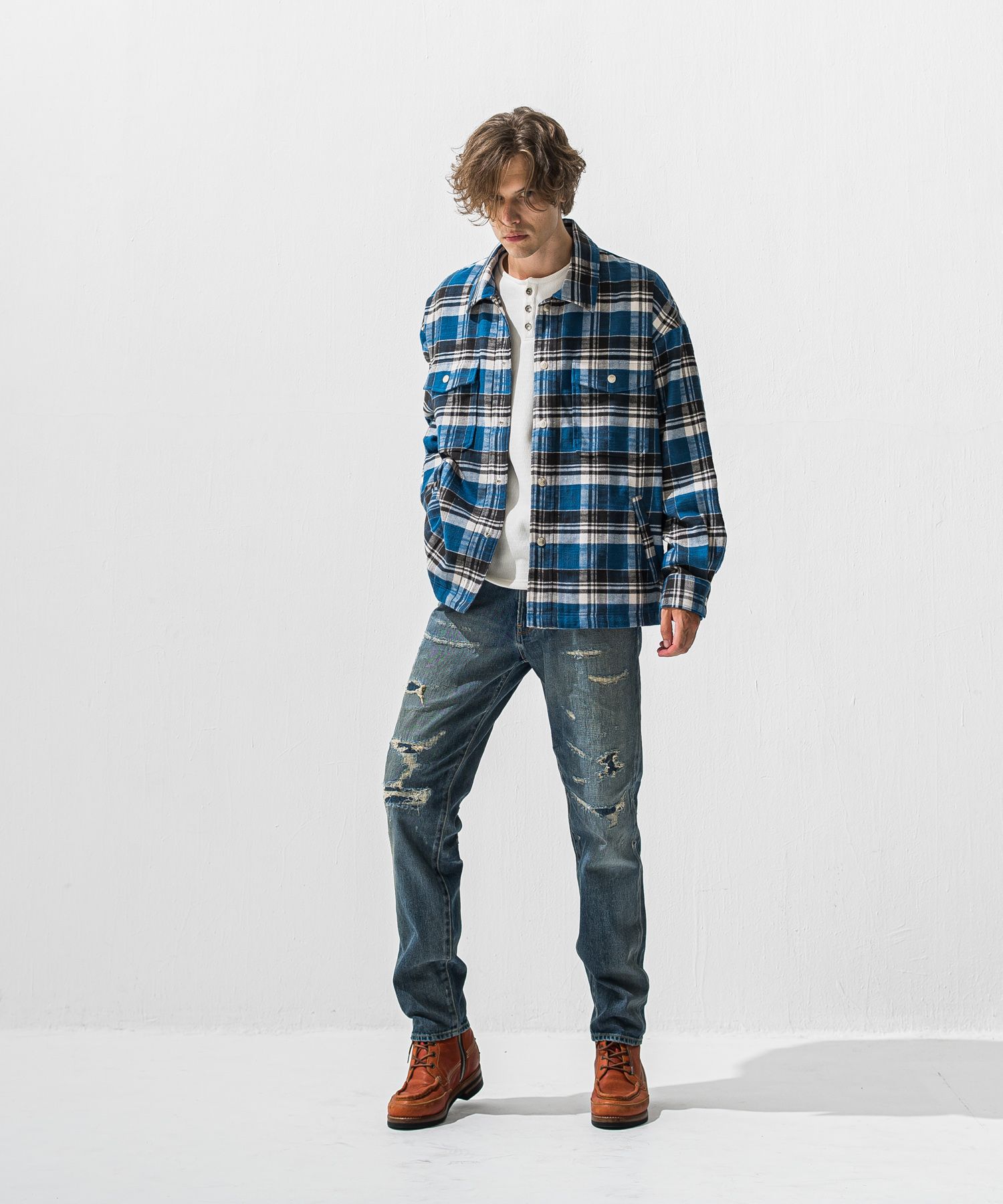 OLD SLABL CHECK JK / RC42-JK-005 / チェックCPOジャケット / ブルー (12月下旬入荷予定)