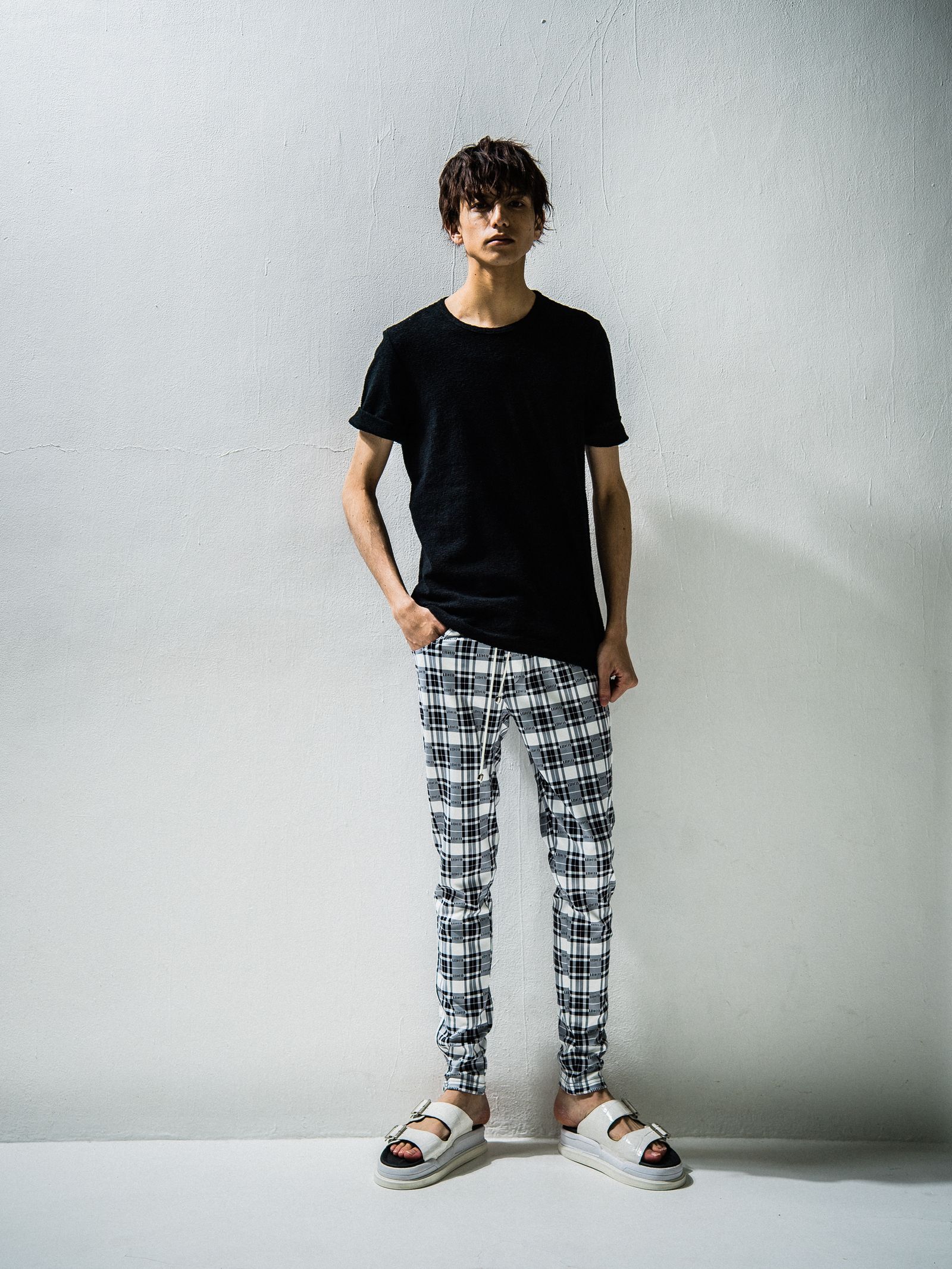 RANDOM PILE ROLL UP TEE / RC24-T-001 / パイル無地Tシャツ / ブラック