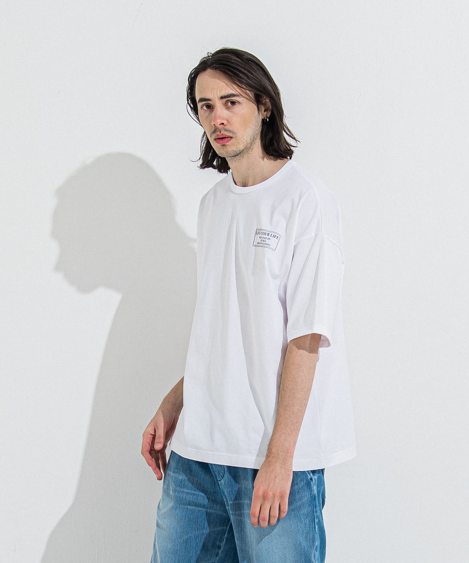 CREW OVER TEE / RC36-T-007 / バックプリントビッグTシャツ / ホワイト