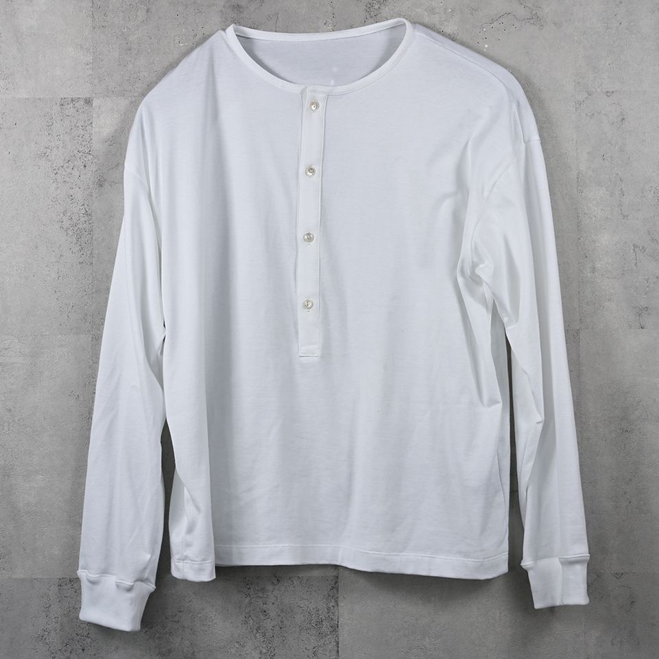 OVER HENRY LONGSLEEVE / RC41-T-004 / オーバーサイズヘンリーネック長袖Tシャツ / ホワイト (7月中旬入荷予定)