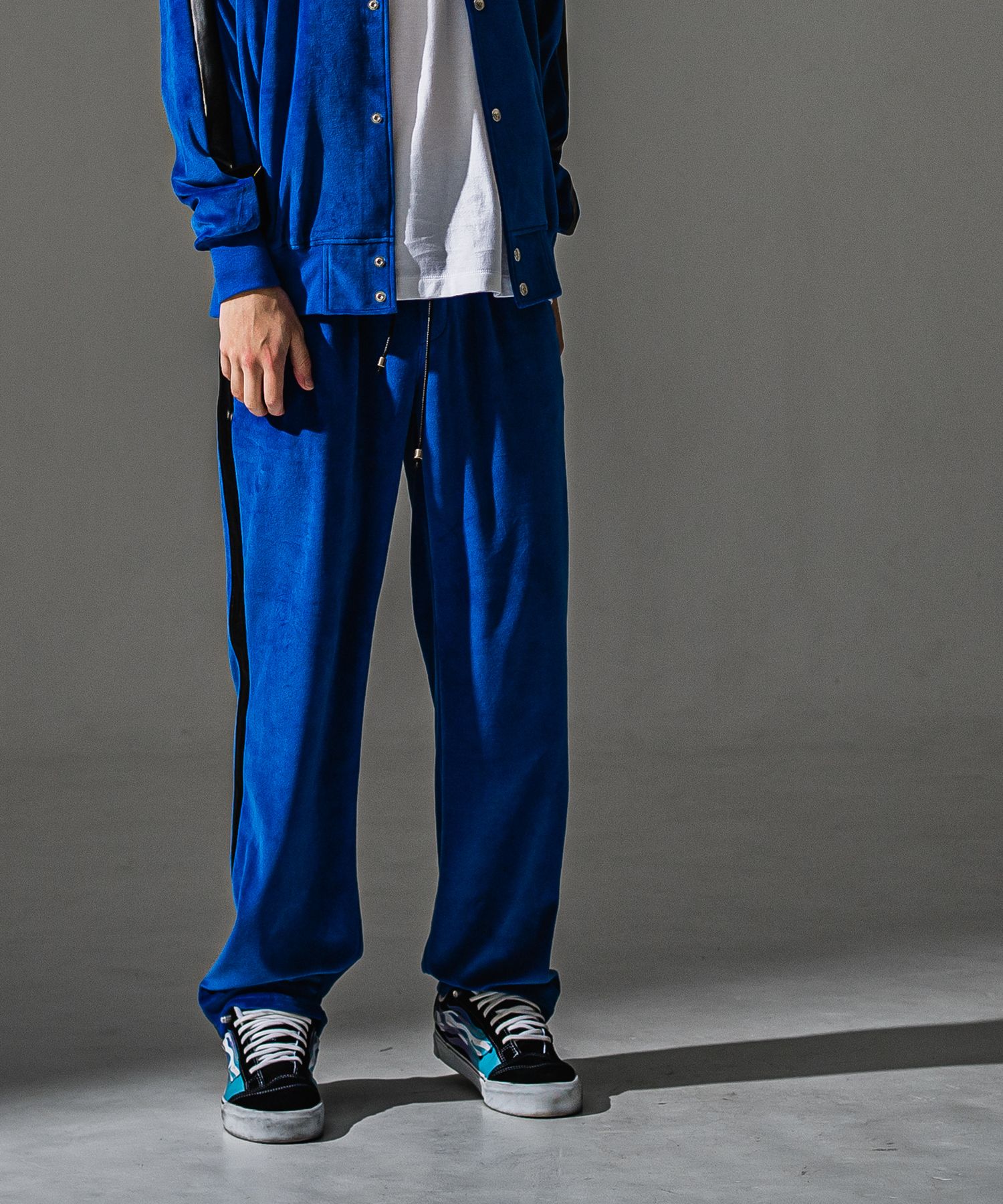 VELOUR SEMIWIDE TUCK PT / RC41-ST-044 / ベロアセミワイドタックパンツ / ブルー (9月中旬入荷予定)
