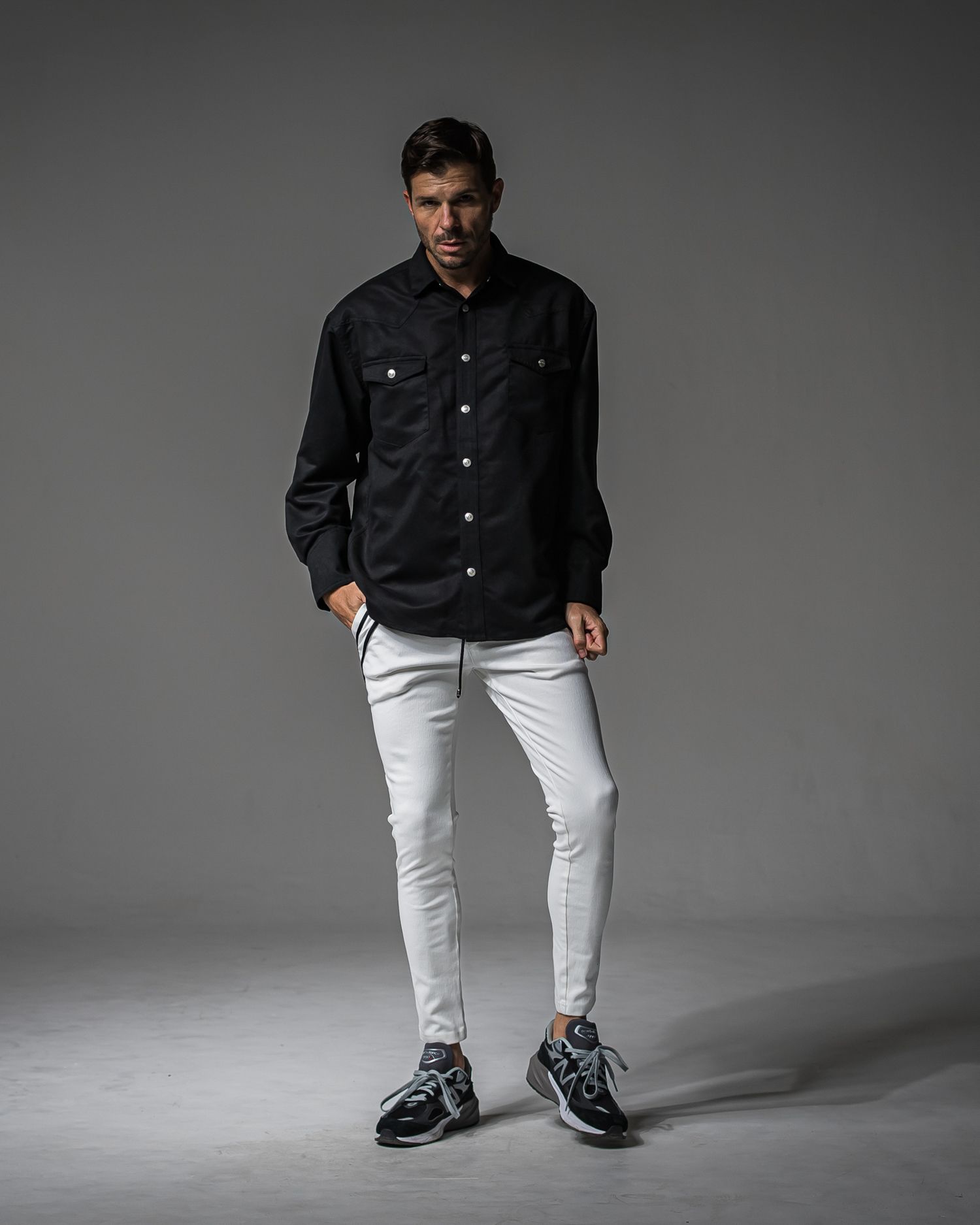 JAMES OVER SUEDE SHIRT / RC37-SH-003 / スエードエコレザーシャツ / ブラック
