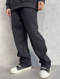 AZE WIDE TUCK PANTS / RC39-ST-016WT2 / 高機能畦編みニットワイドタックパンツ / ブラック