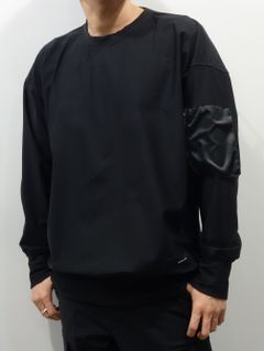 VELOURS FLEECE DROP TRAINER / RC26-C-004 / 裏起毛ナイロンポケットトレーナー / ブラック