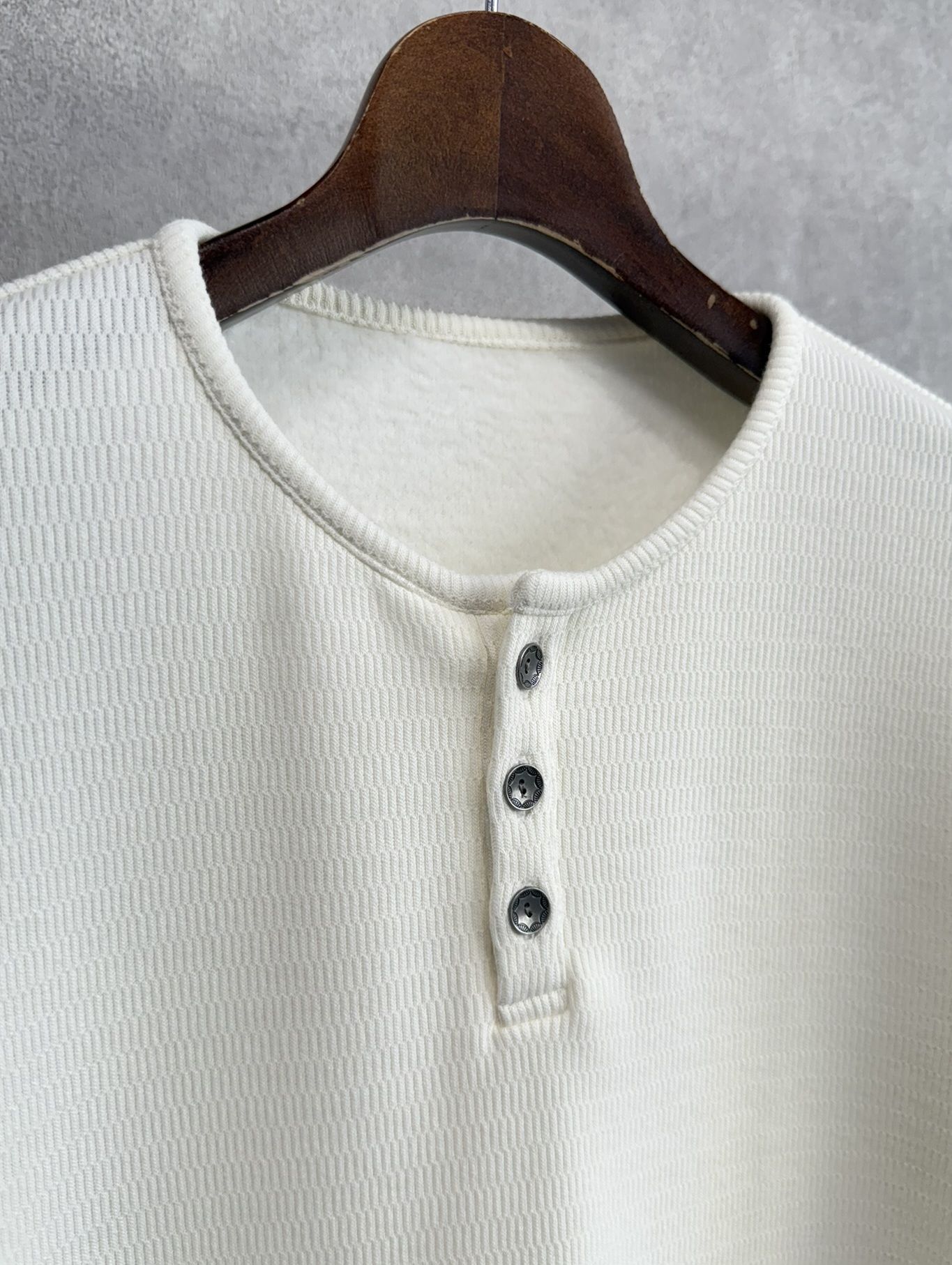 VELOURS FLEECE THERMAL HENRY / RC38-C-003 / 裏起毛サーマルヘンリーネックロングTシャツ / ホワイト