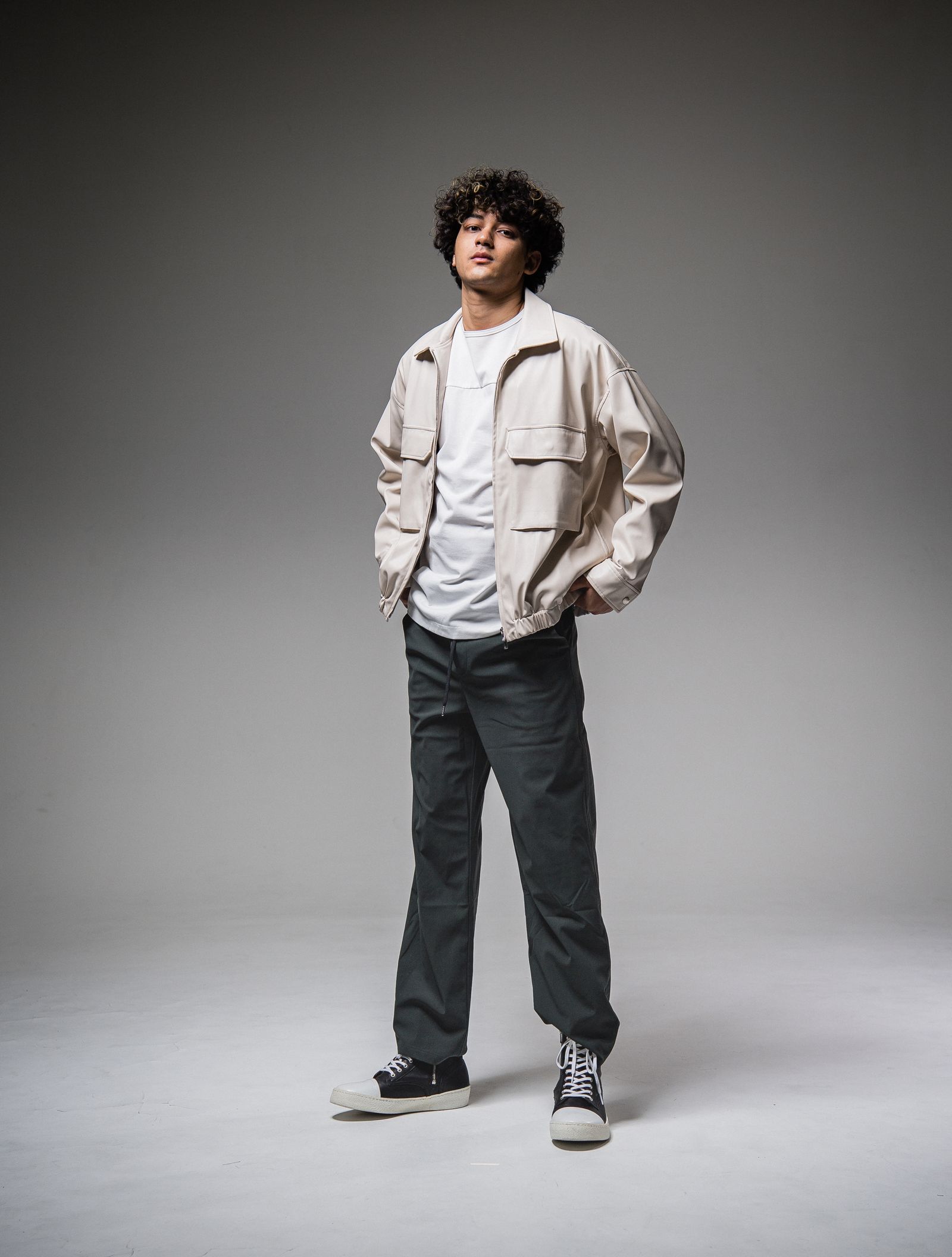 FW JACKET / RC25-JK-006 / オーバーサイズレザーブルゾン / ベージュ