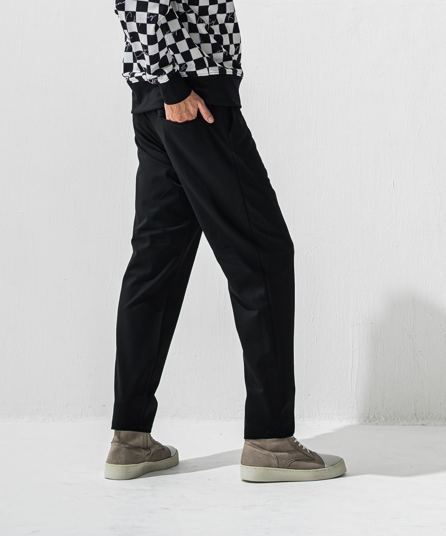 PAT WIDE EASY PANTS / RC42-ST-036BN / ワイドテーパードパンツ / ブラック (12月上旬入荷予定)