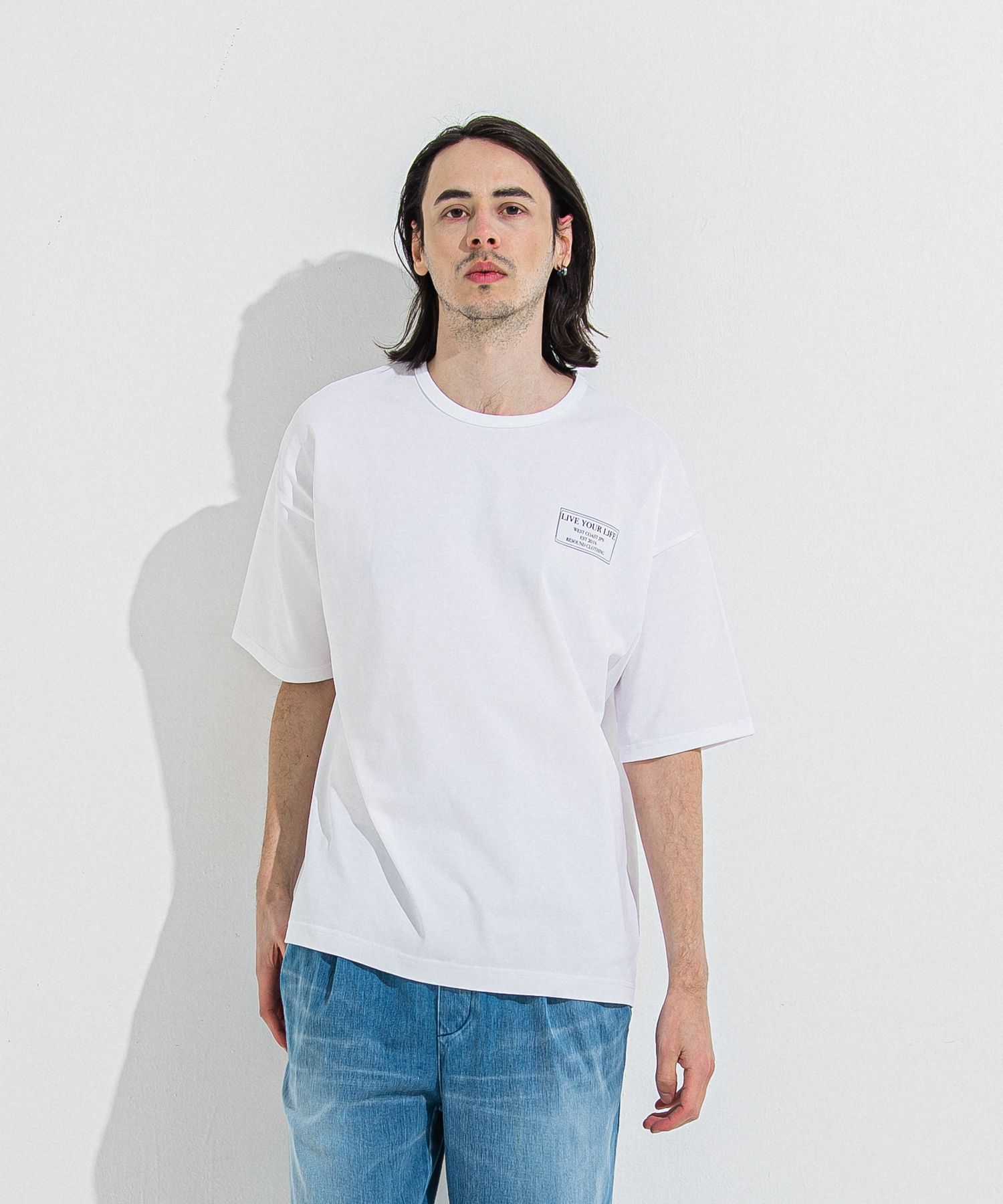 CREW OVER TEE / RC36-T-007 / バックプリントビッグTシャツ / ホワイト