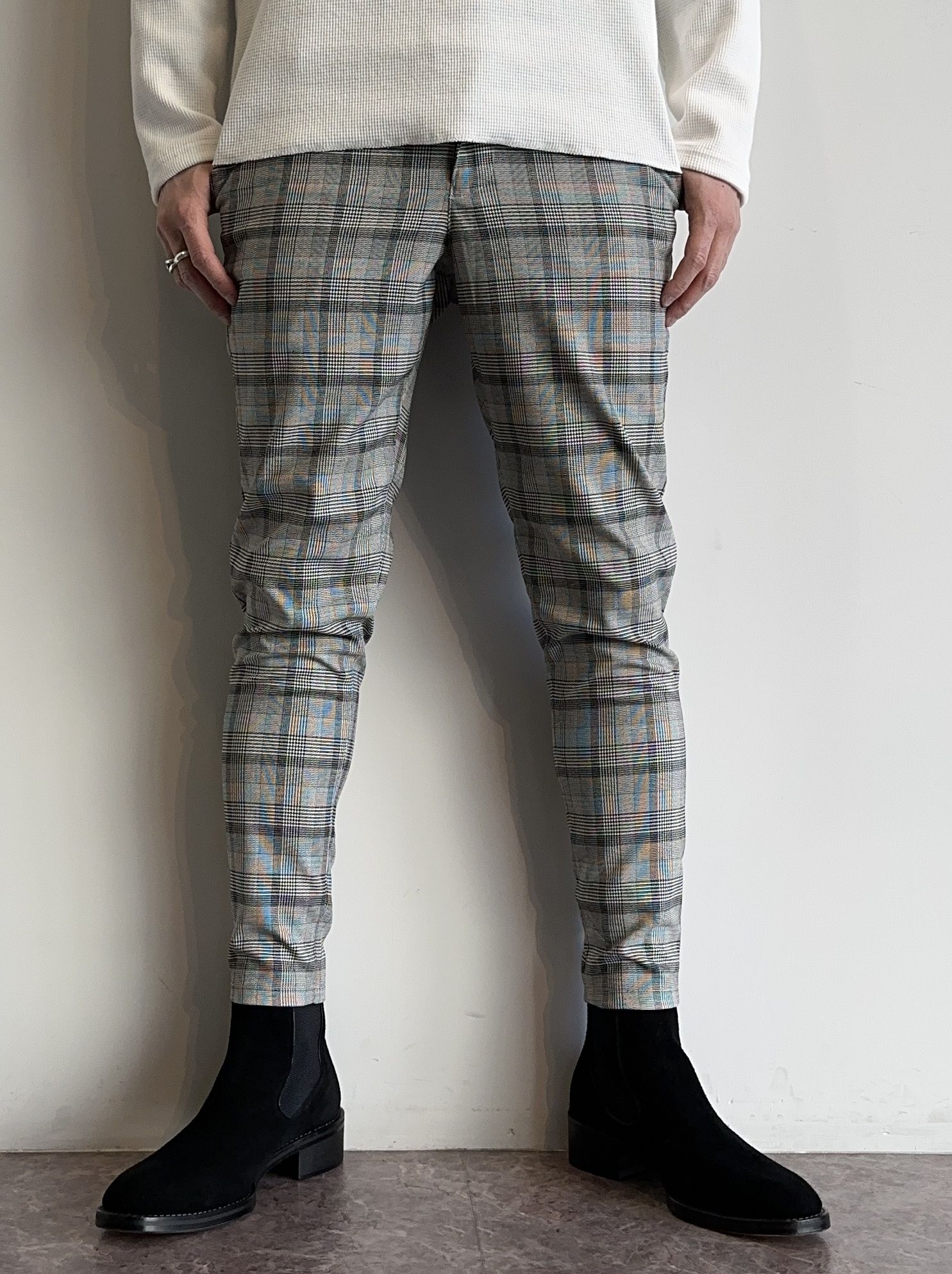 PAT TIGHT EASY PANTS / RC31-ST-037 / ベルト付きイージーパンツ / グレンチェック