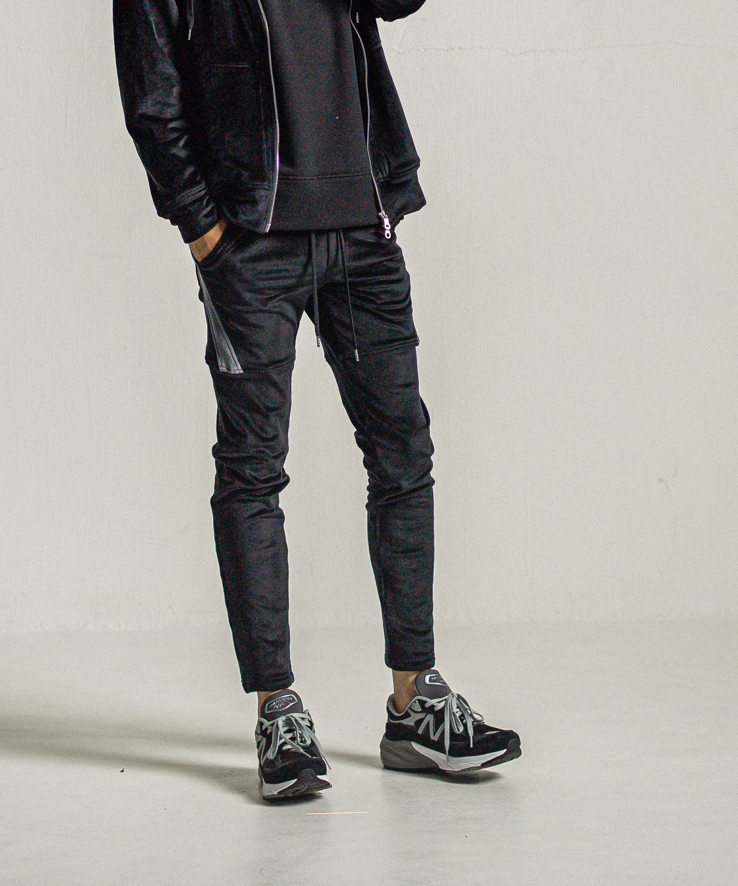 VELOURS TYLER PANTS / RC34-ST-026BH / ベロアフリースラインイージーパンツ / ブラック