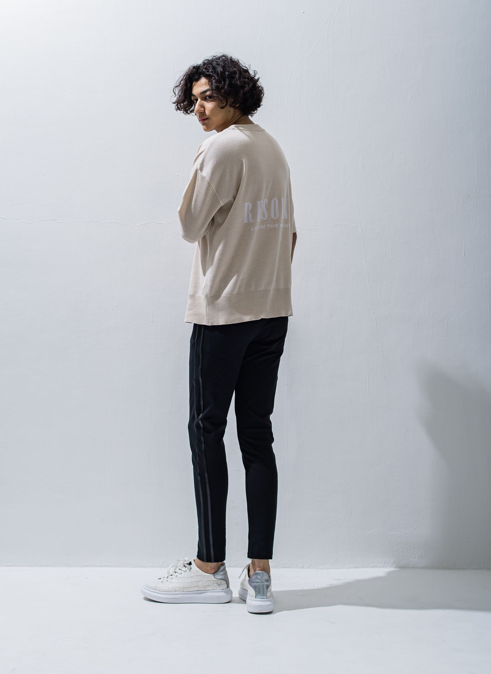 BACK ROGO HALF KNT / RC28-K-002 / バックロゴルーズ半袖サマーニット / ベージュ