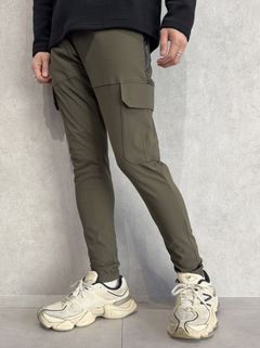 DARRELL CARGO PT / BASIC-ST-010 / ナイロン レザーラインカーゴパンツ / カーキ×レザーブラック