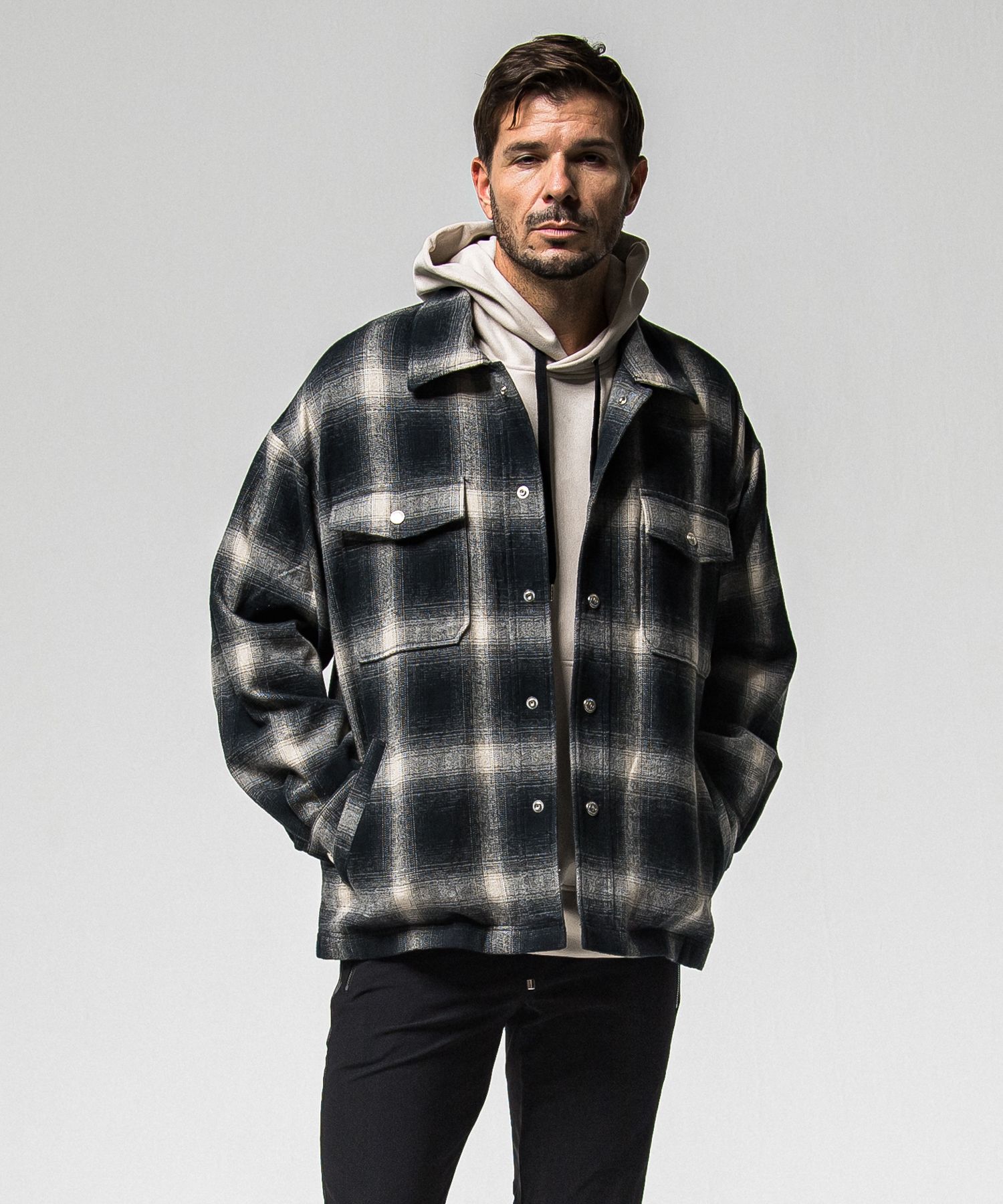FLANNEL CHECK JK / RC38-JK-007 / フランネルチェックCPOジャケット / ブラック (10月中旬入荷予定)