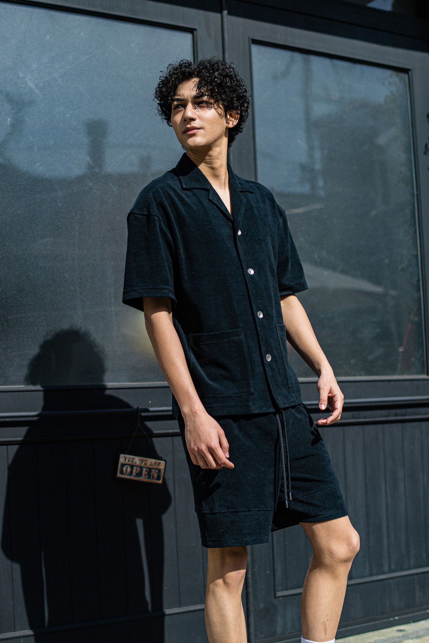 PILE BEACH SHIRTS / RC32-SH-002 / パイル半袖シャツ / ブラック
