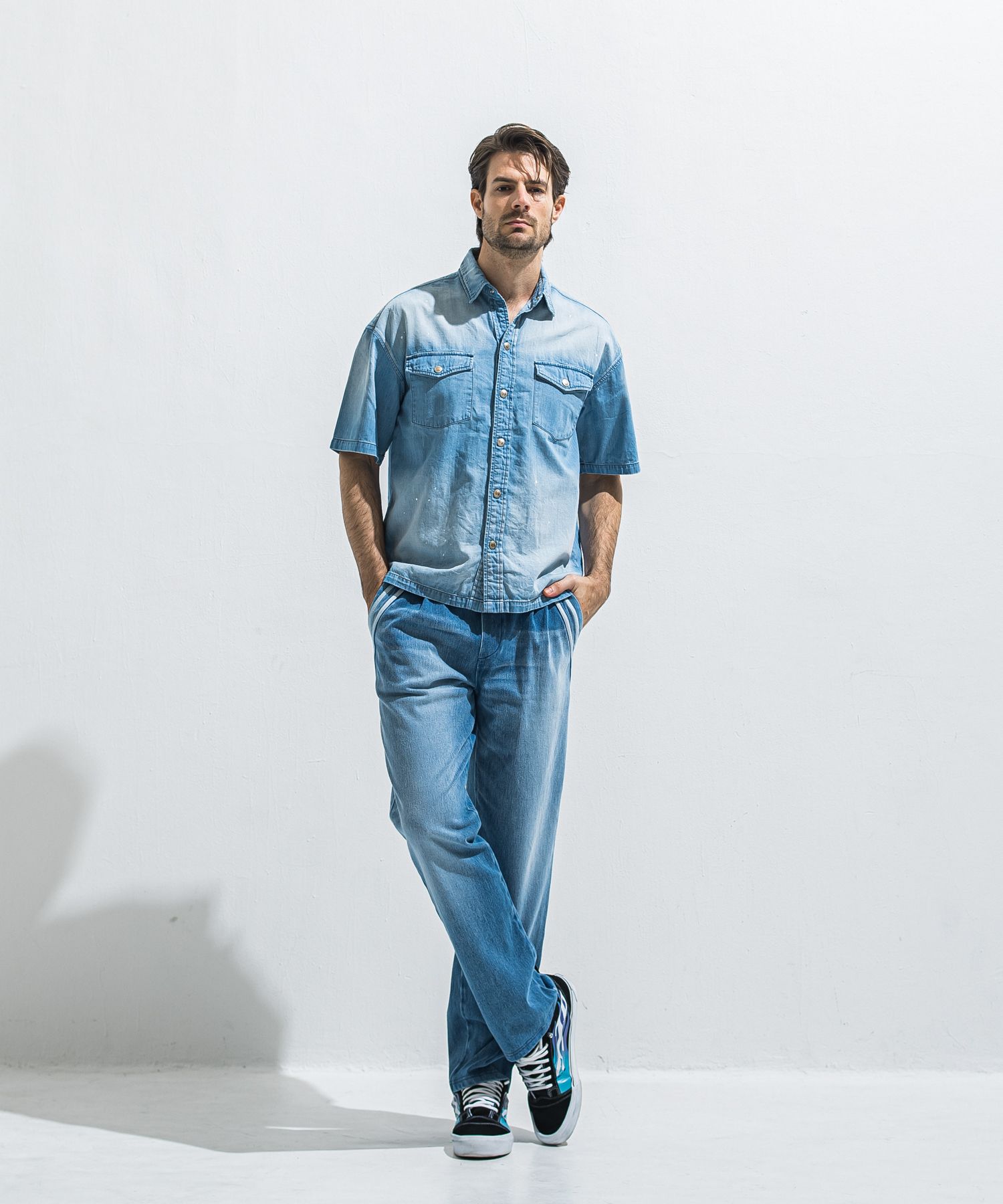 EDGE DENIM SEMI WIDE PT / RC40-ST-014WTD / デニムジャージセミワイドラインパンツ / ライトインディゴ (5月中旬入荷予定)