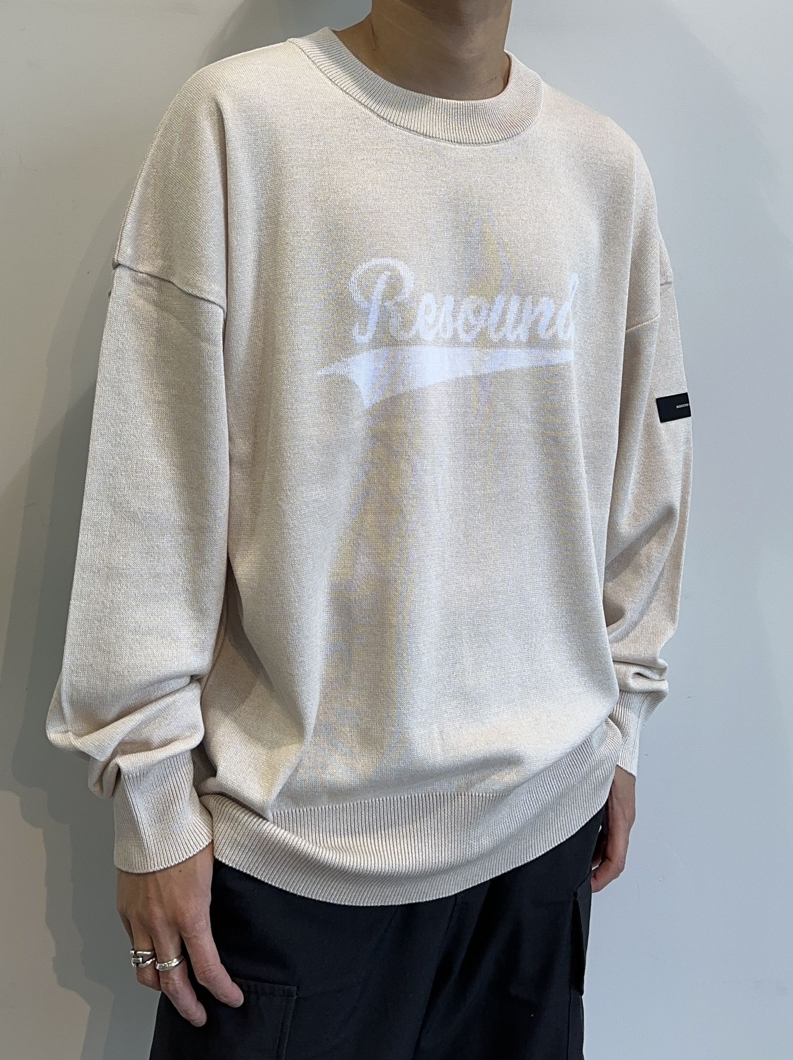 BB ROGO LONG KNT / RC29-K-003 / ベースボールロゴルーズコットンニット / ベージュ