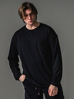 RC OVER LONGSLEEVE TEE / RC41-T-001 / オーバーサイズ長袖RCロゴワッペンTシャツ / ブラック×ブラック (7月中旬入荷予定)