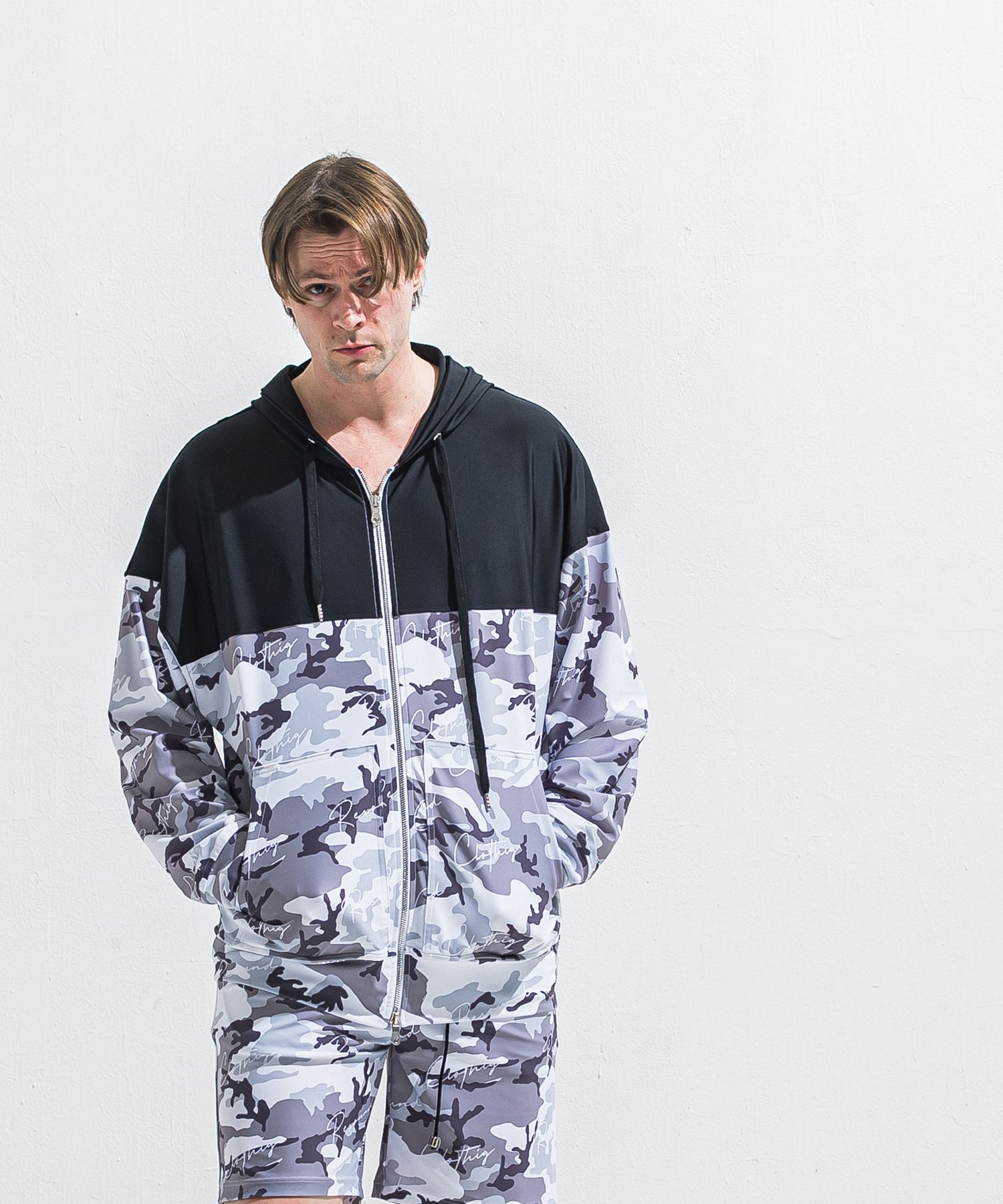 RUSH OVER ZIPUP HOODIE / RC40-C-001 / ラッシュガードパーカー / カモフラブラック (5月下旬入荷予定)