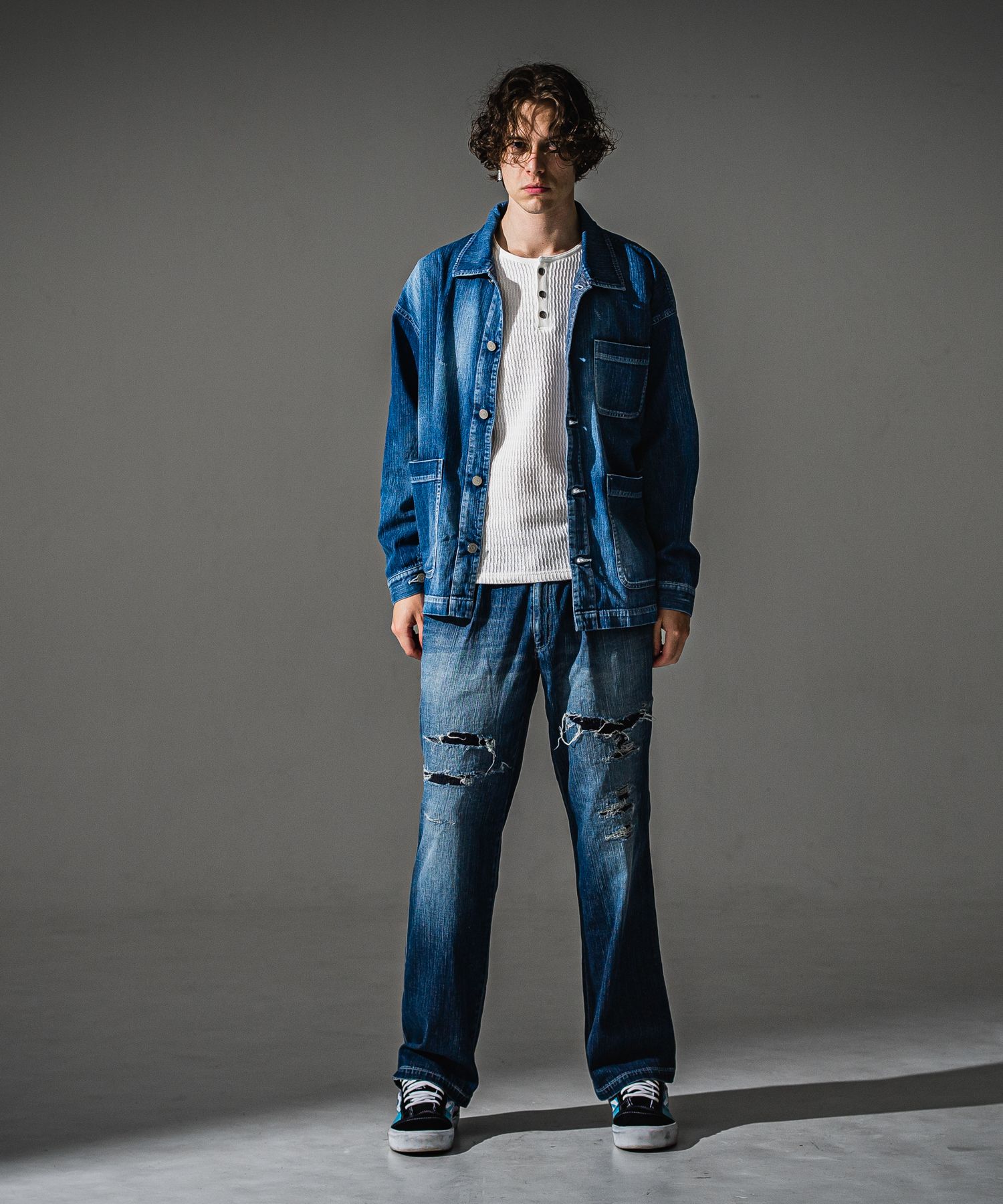 KNT HENRY / RC41-C-001 / コットンニットヘンリーネックロングTシャツ / ホワイト (9月上旬入荷予定)