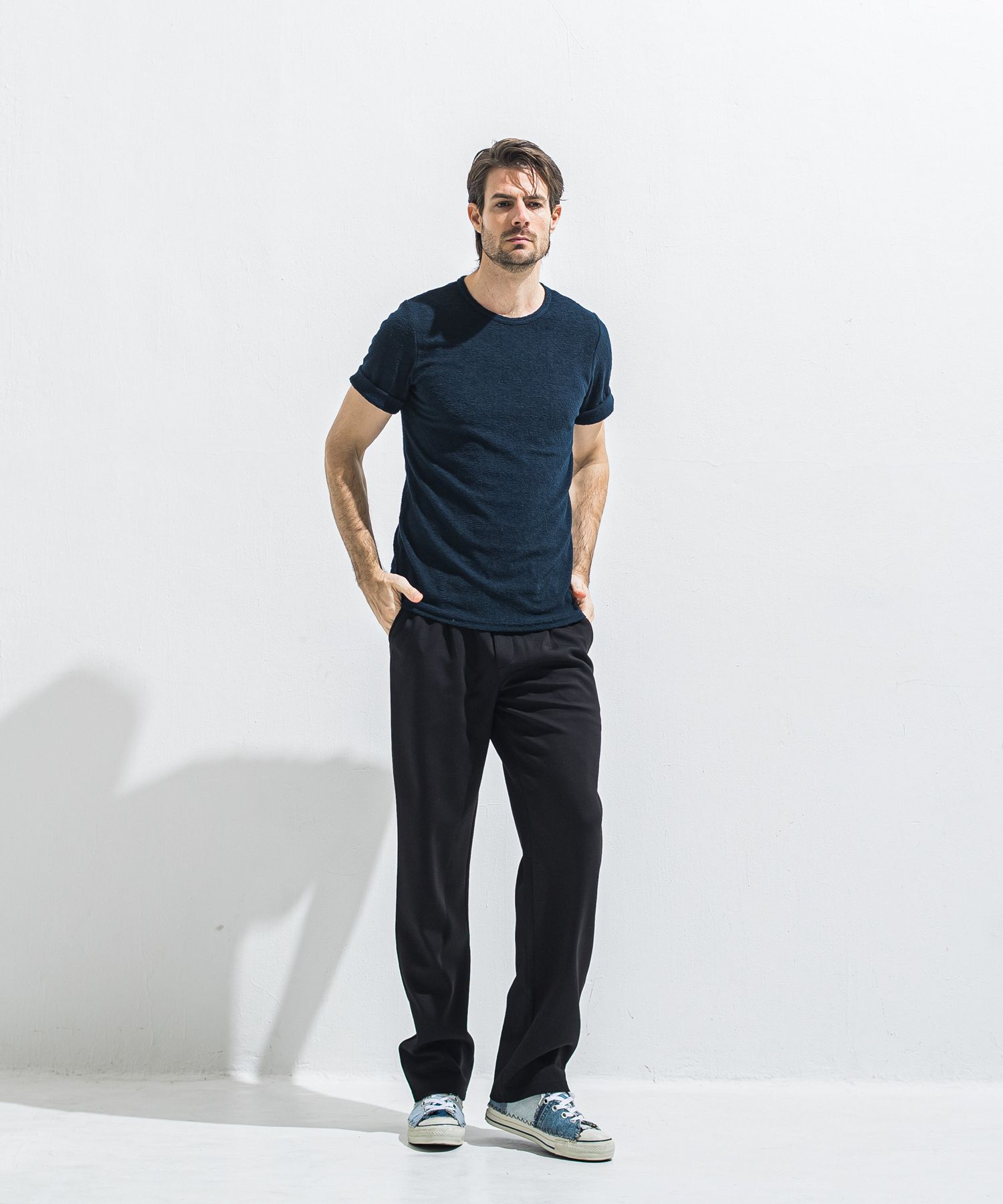 SEMI WIDE TUCK PANTS / RC40-ST-016WT / セミワイドタックパンツ / ダンボールブラック (4月中旬入荷予定)