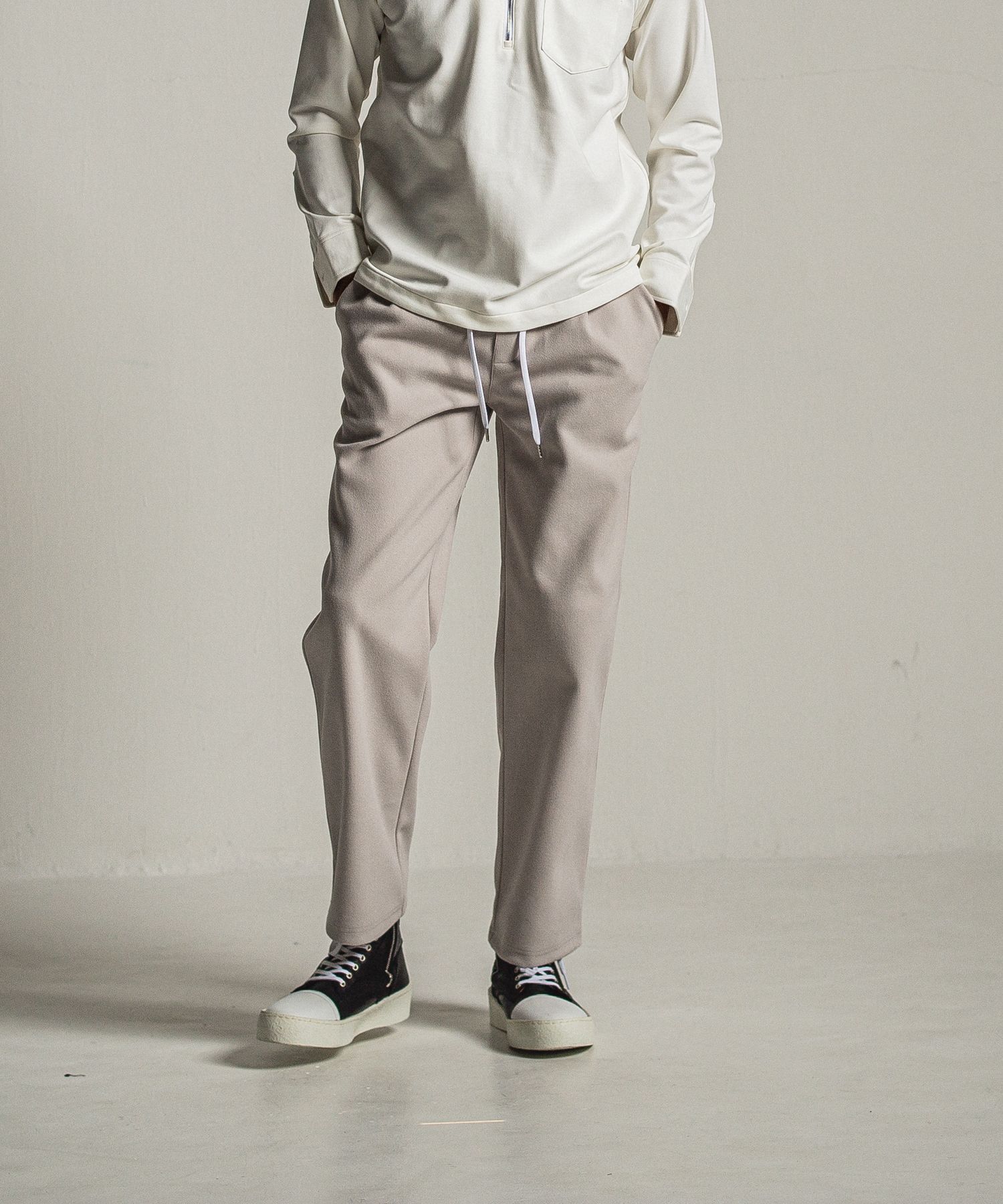 MELTON WIDE TUCK PANTS / RC34-ST-016WT / メルトンワイドタックパンツ / グレージュ