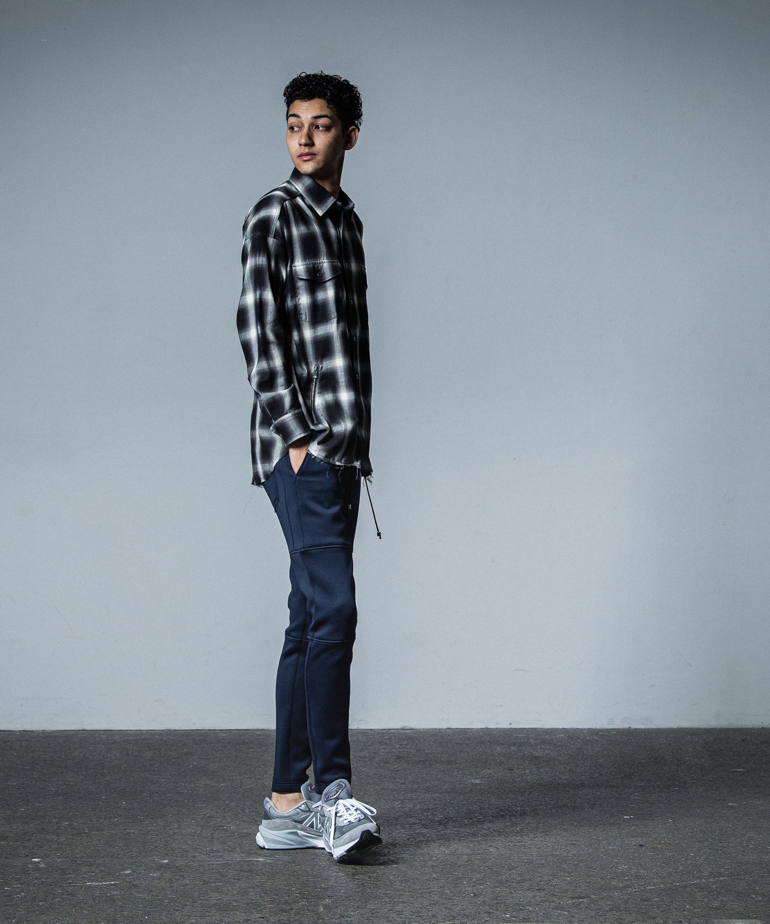 OVER GOWN CHECK SHIRTS / RC33-SH-003 / オーバーガウンチェックシャツ / ブラック
