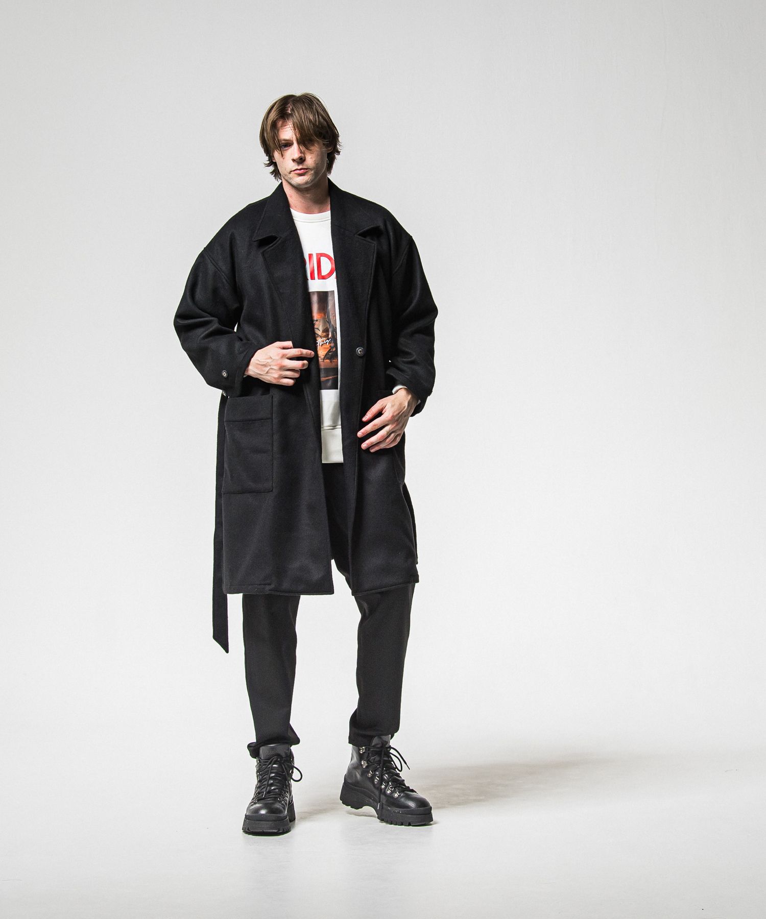 PAT WIDE EASY PANTS / RC38-ST-036BN / ワイドテーパードパンツ / ブラック (1月上旬入荷予定)