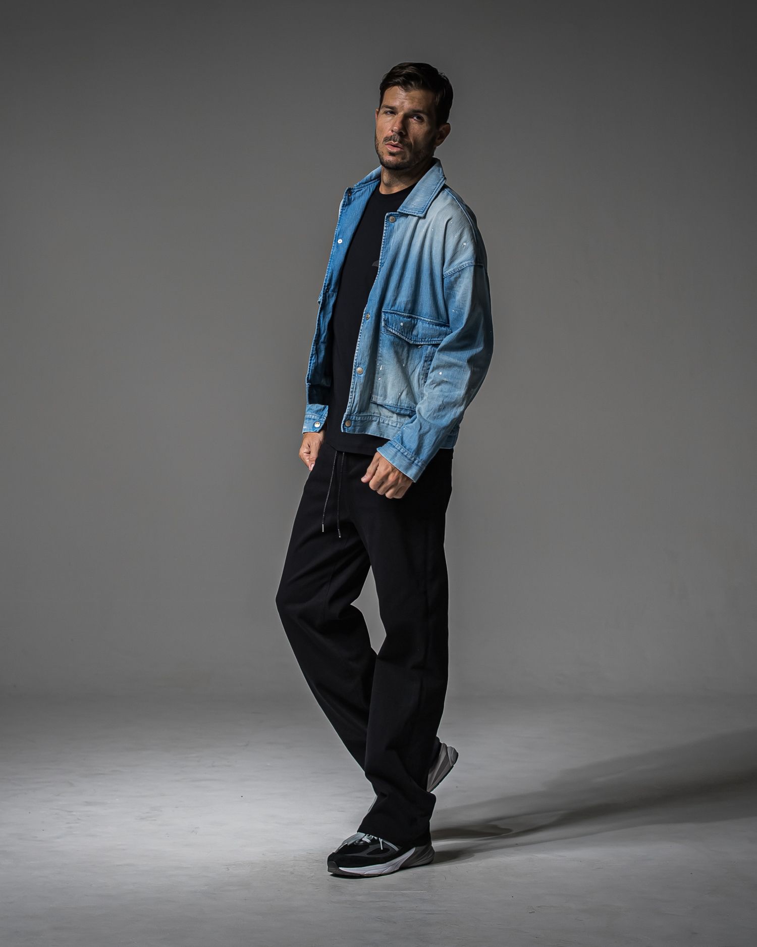 KING DENIM JERSEY / BASIC-ST-005 / デニムジャージ バギーワイドパンツ / ブラック