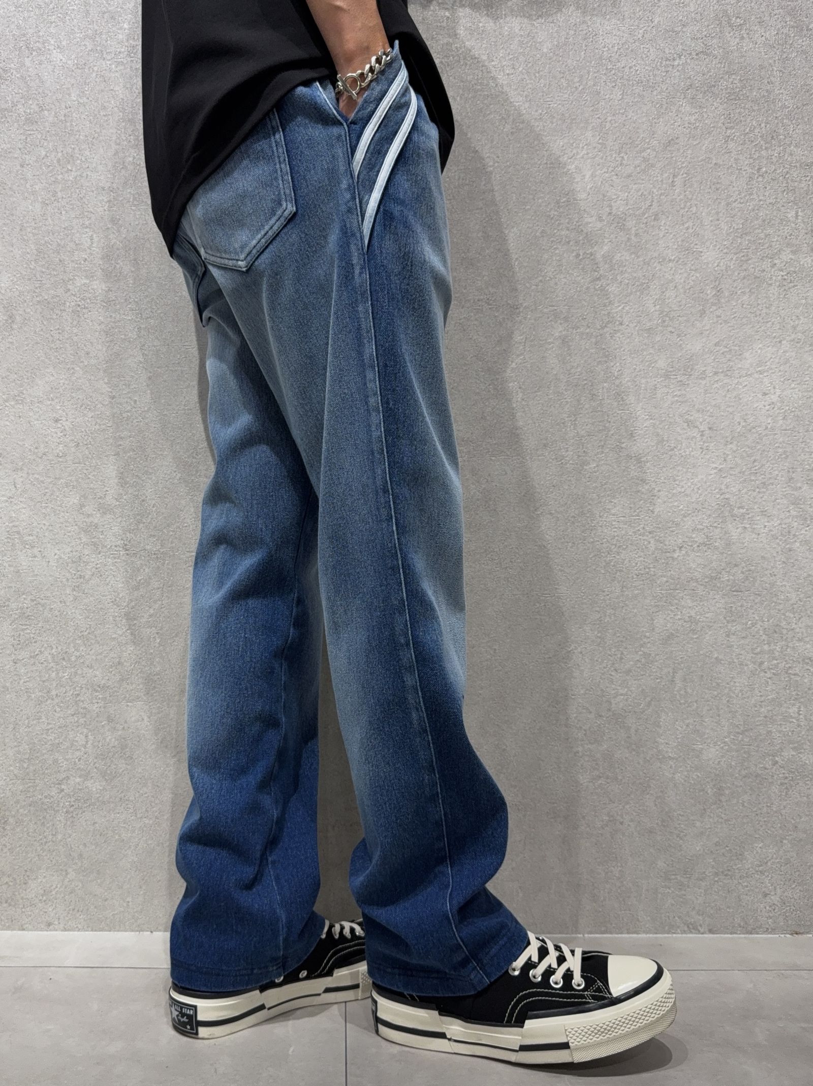 EDGE DENIM SEMI WIDE PT / RC40-ST-014WTD / デニムジャージセミワイドラインパンツ / ダークインディゴ