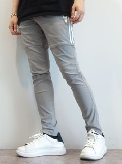 JOHNSON LINE NYLON PT / BASIC-ST-009 / ジョンソンナイロンラインパンツ / グレー×ホワイト (3月上旬入荷予定)