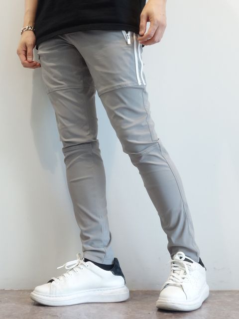 JOHNSON LINE NYLON PT / BASIC-ST-009 / ジョンソンナイロンラインパンツ / グレー×ホワイト (3月上旬入荷予定)