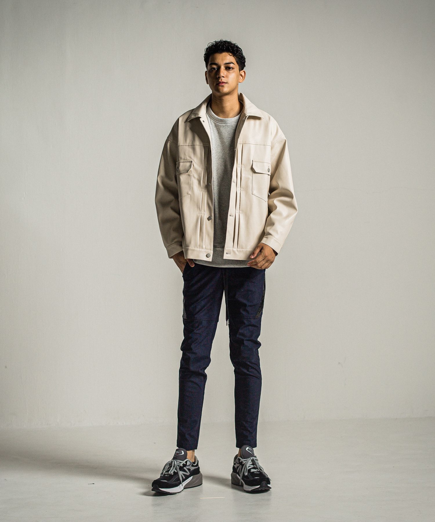 RC CHENILLE VELOURS FLEECE DROP TRAINER / RC34-C-007 / 裏起毛刺繍ワッペントレーナー / グレー