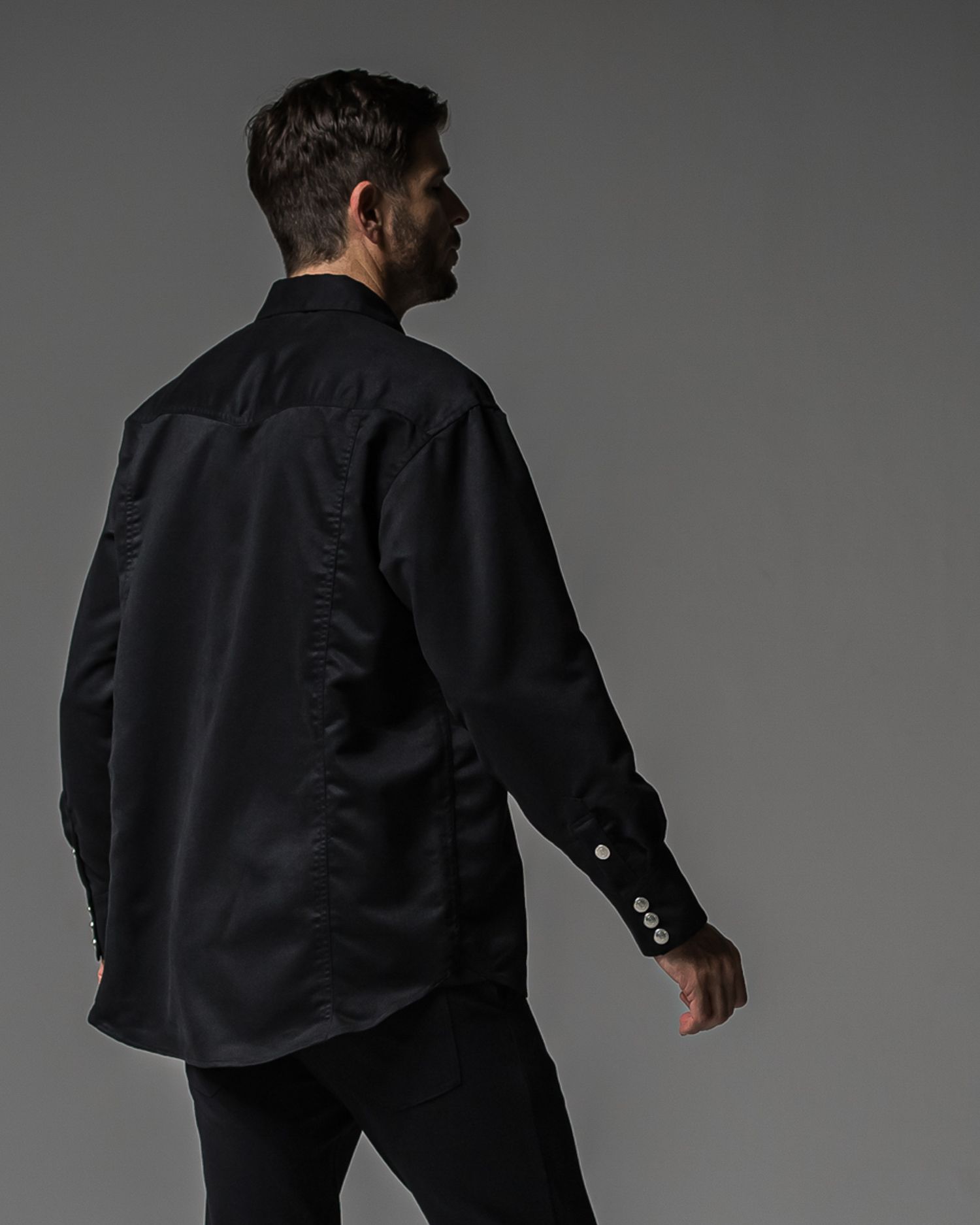 JAMES OVER SUEDE SHIRT / RC37-SH-003 / スエードエコレザーシャツ / ブラック