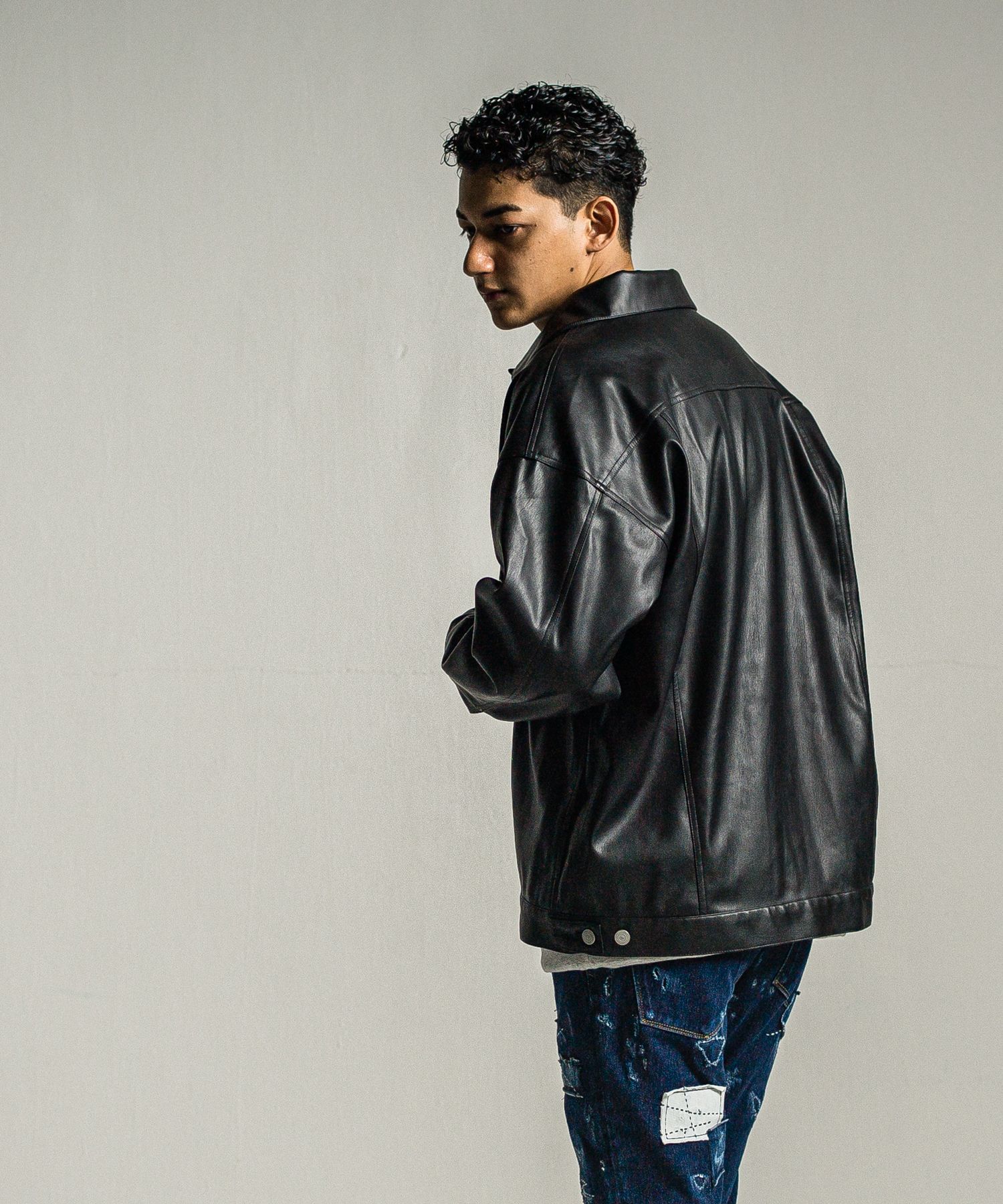 LEATHER OVER 2ND G / RC34-JK-002 / エコレザーGジャン / ブラック