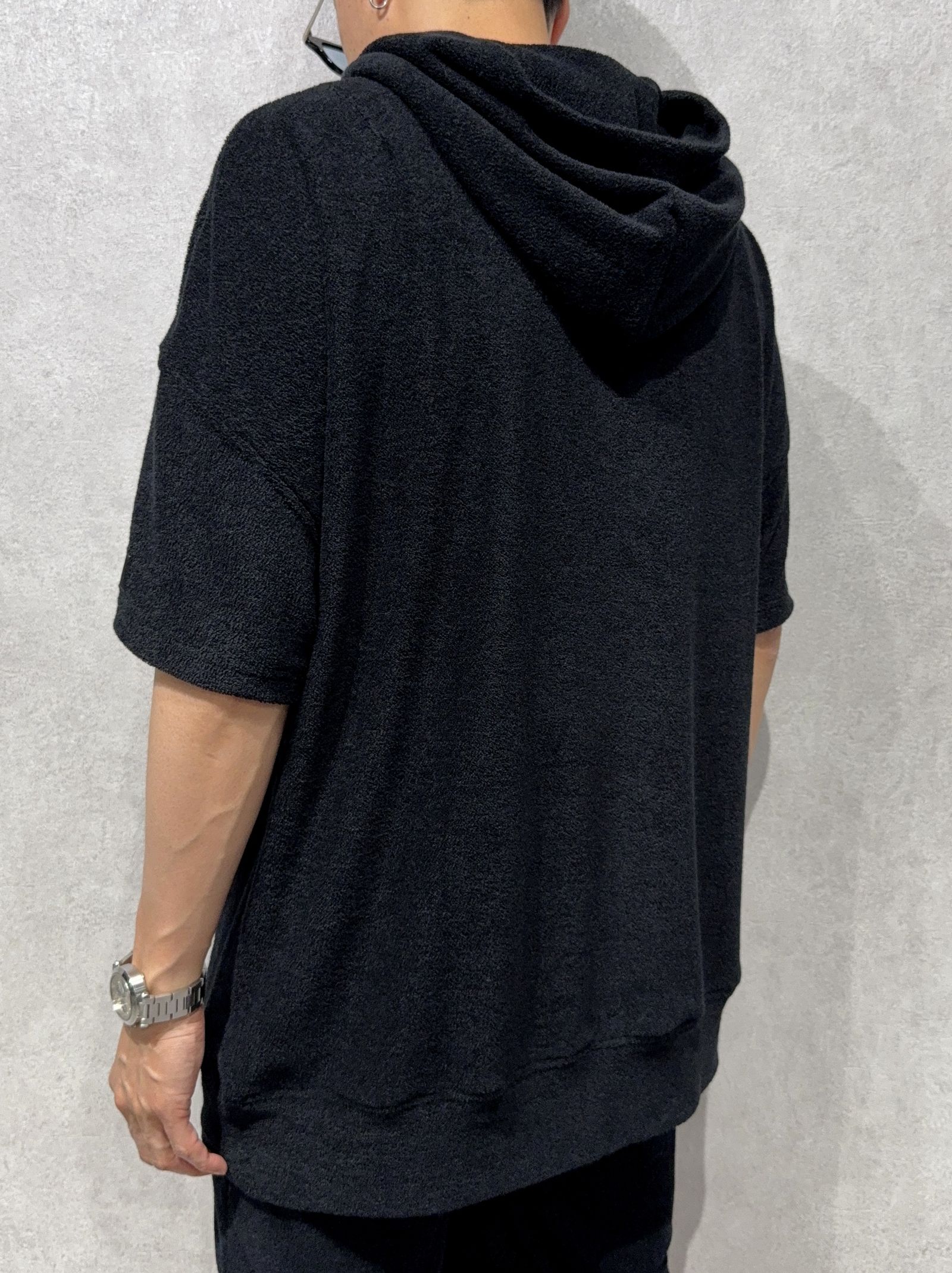 PILE HALF HOODIE / RC40-C-003 / パイル半袖パーカー / ブラック